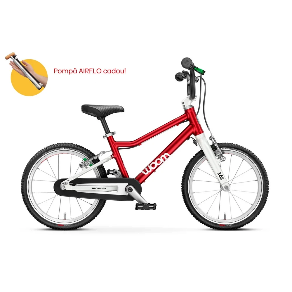 1. Bicicleta copii WOOM 3 Anniversary Red + Pompa AIRFLO Cadou