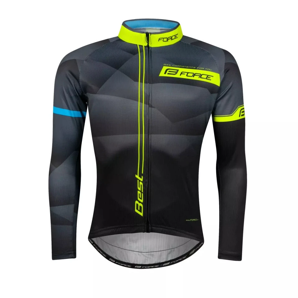1. Bluza ciclism Force Best maneci lungi negru-fluo