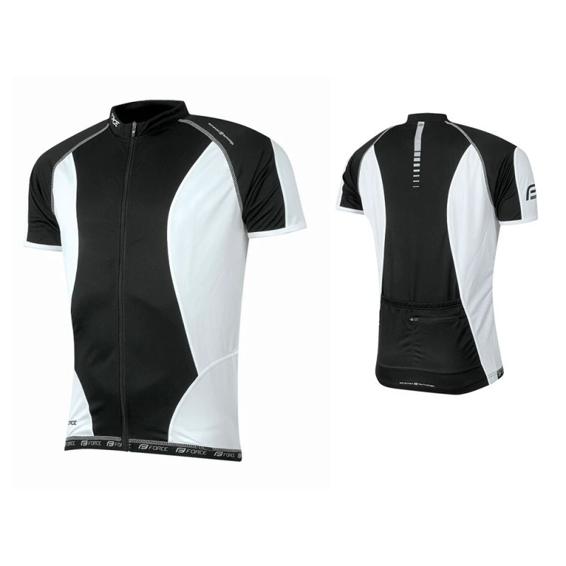 1. Bluza Ciclism Force Lux T12 Negru/Alb