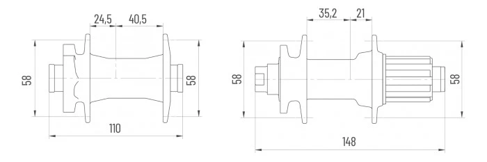 2. Butuc Fata MICHE 550 XM-H Boost Thrue Axle 32 H TX-15 110mm