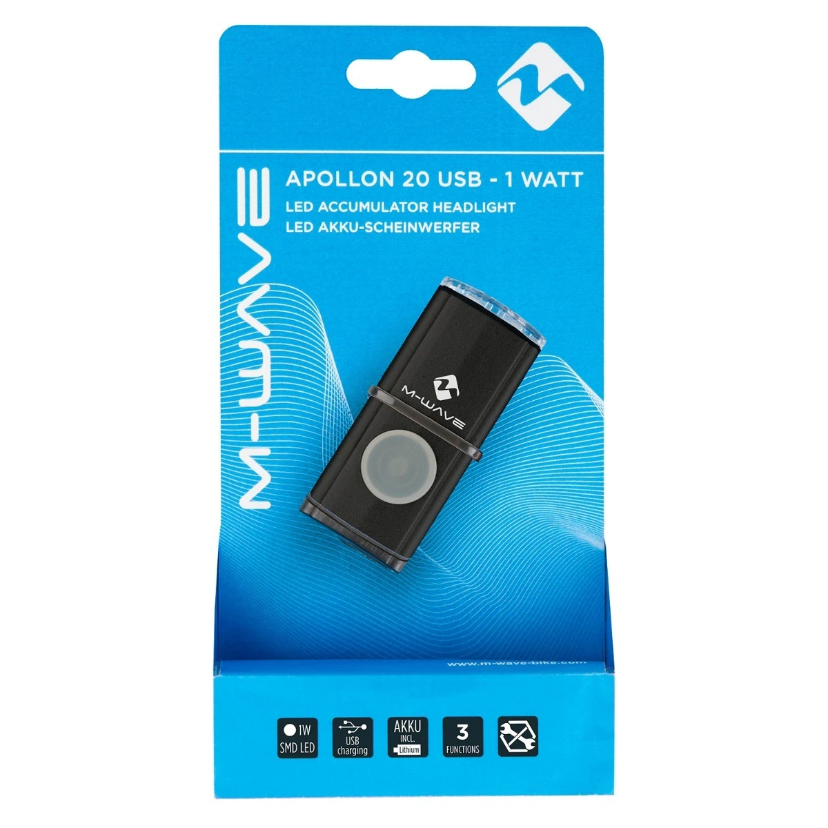 4. Far cu Acumulator M-Wave "APOLLON K 20 USB" Aluminiu