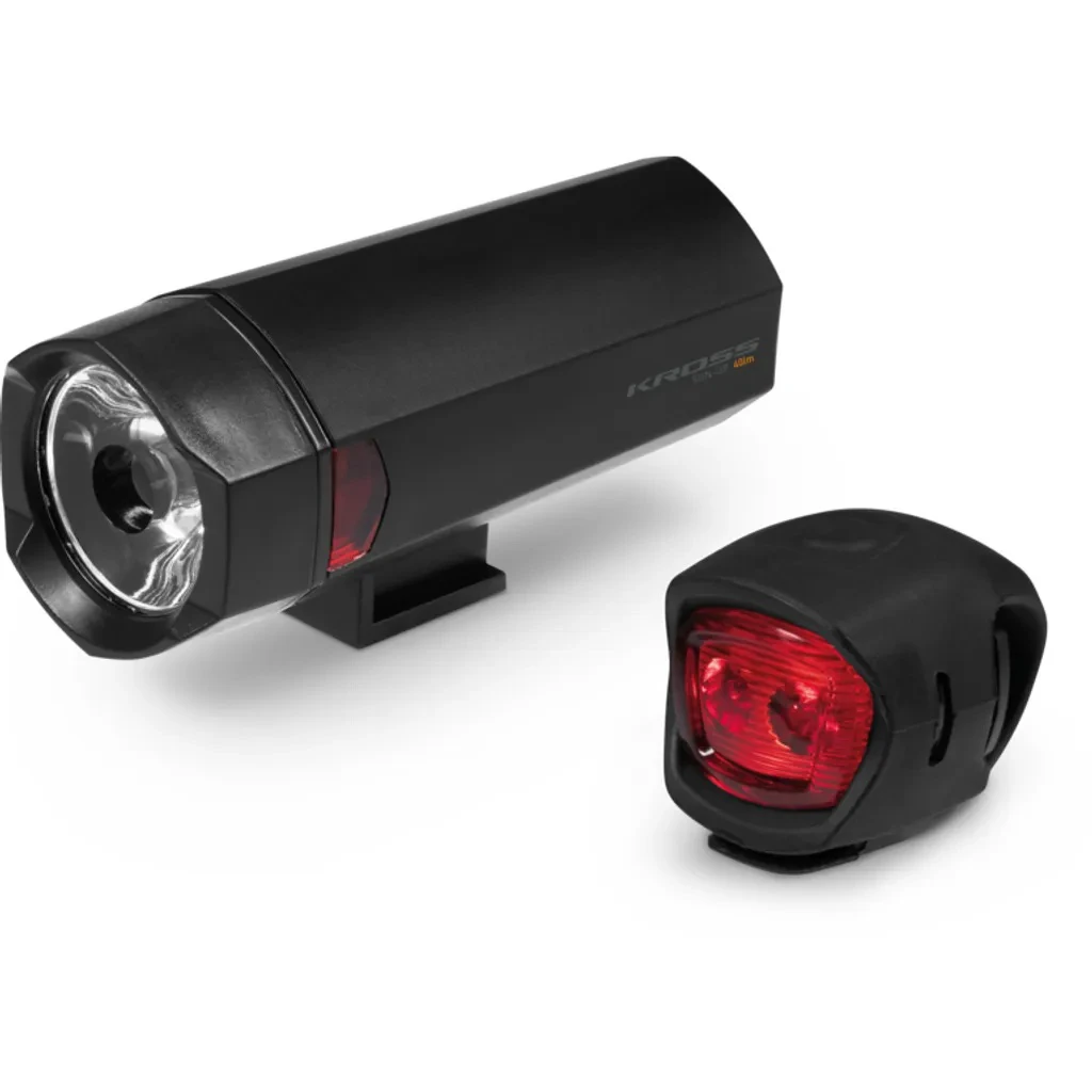 1. LUMINI pentru bicicleta KROSS SUN-UP SET FATA/SPATE alimentare cu BATERII