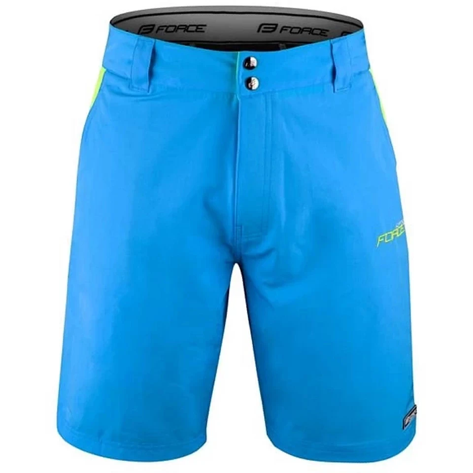 2. Pantaloni FORCE Blade MTB cu Sub-pantaloni si Bazon Albastru