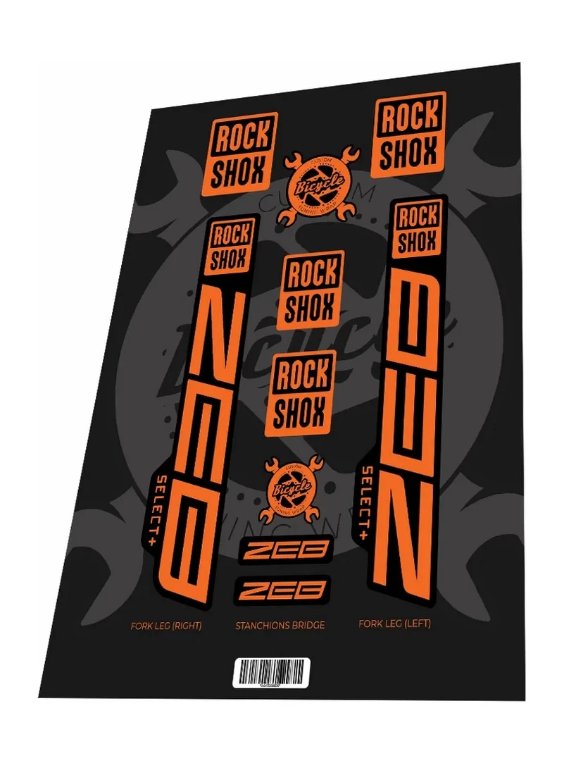 1. Set stickere adezive furca ROCKSHOX Zeb Select Plus 2022 Orange