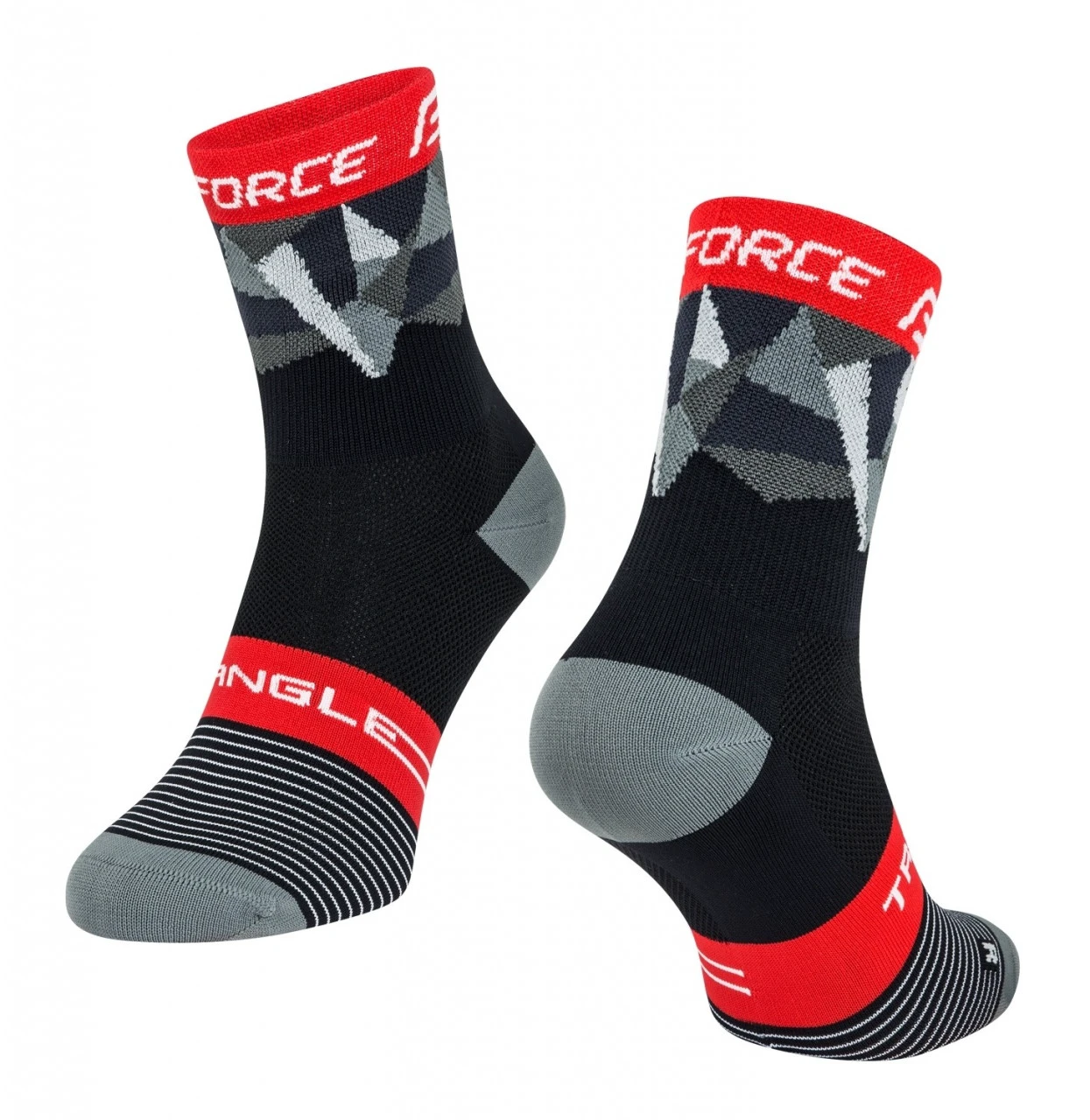 1. Sosete Force Triangle negru/gri/rosu