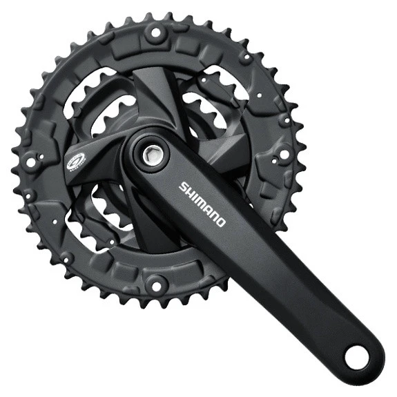 1. Angrenaj pedalier Shimano Acera FC-M371-L, 3x9 viteze, ax Patrat, cu aparatoare lant, brate 175mm, Negru, 48x36x26T
