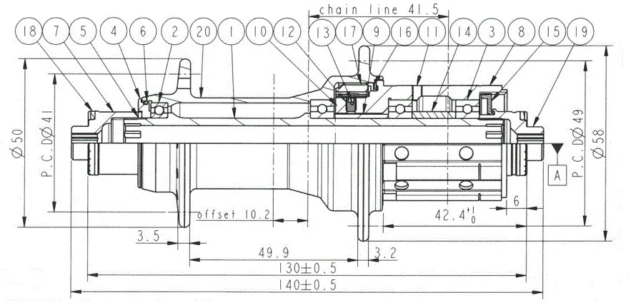 3. Butuc Spate NOVATEC F482SB-SL/AB-QR-A4ABG-11S, Negru , 24H