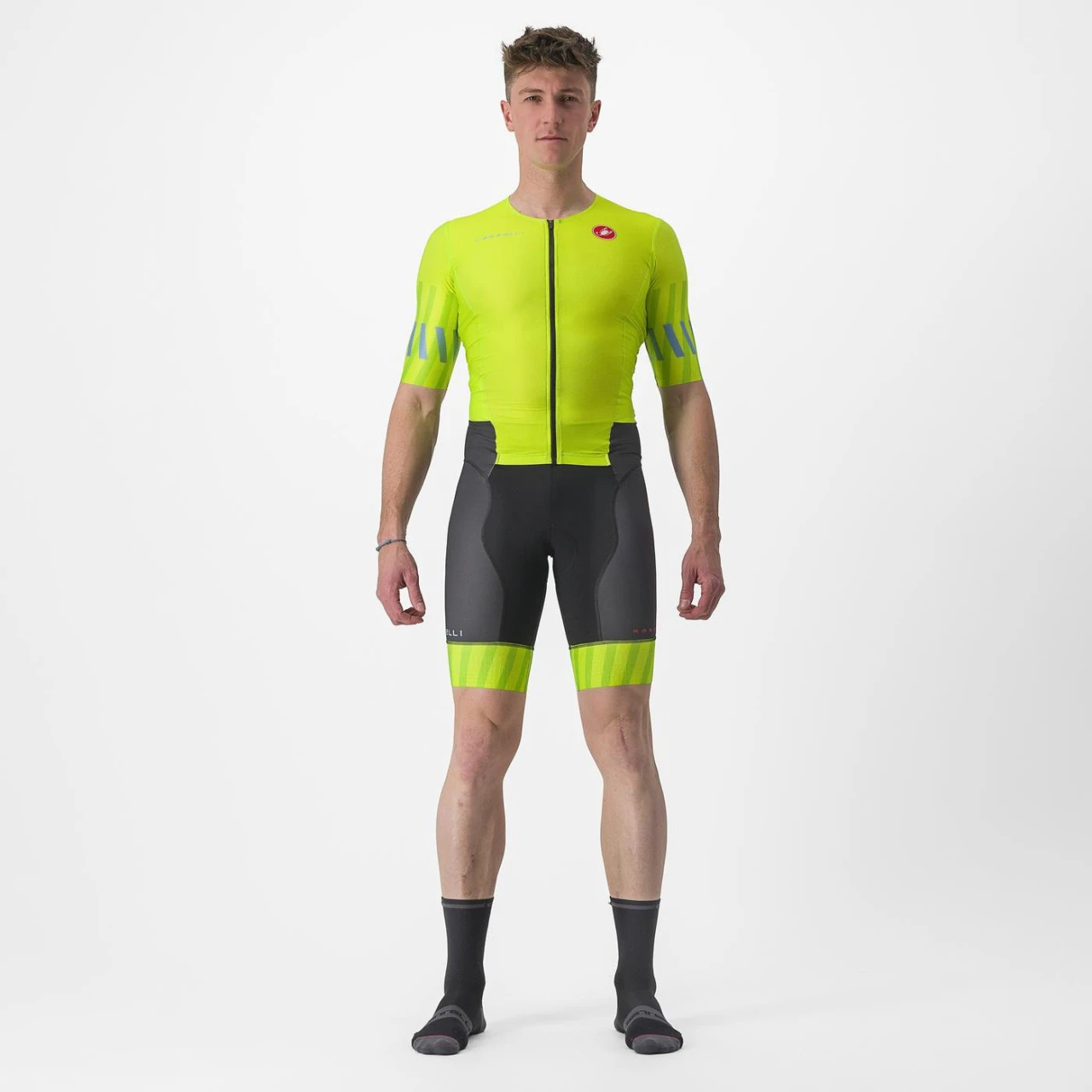 1. Costum de triatlon cu maneca scurta Castelli Free Sanremo SS, Galben Fluo/Negru, XXL