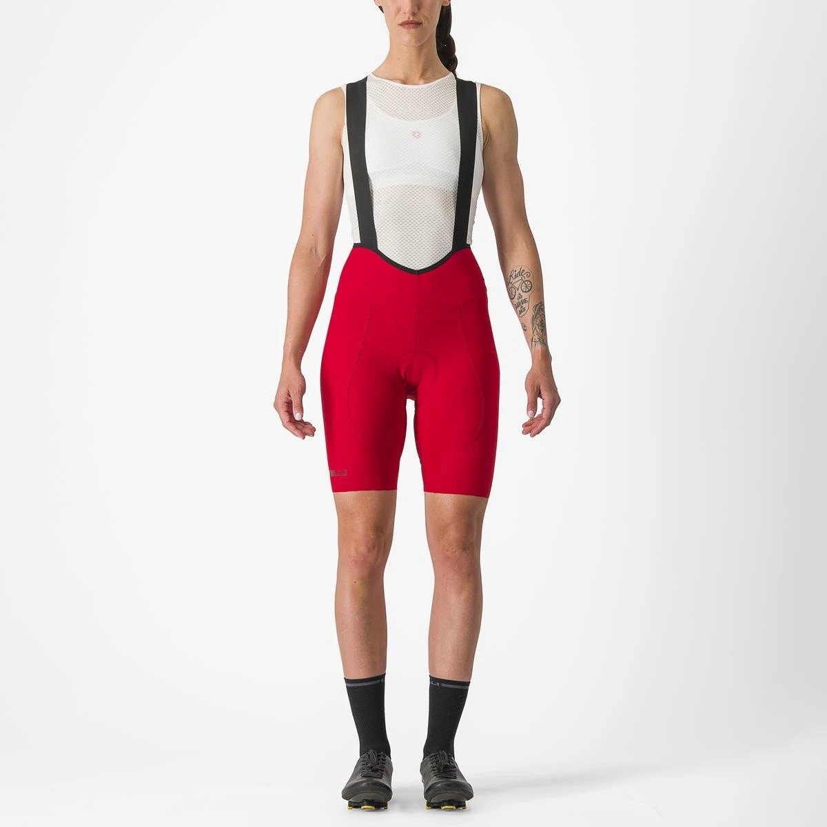 1. Pantaloni scurti cu bretele Castelli Espresso W DT, de dama, Rosu, M