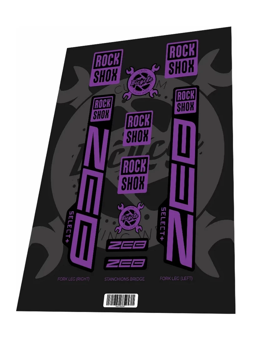 1. Set stickere adezive furca ROCKSHOX Zeb Select Plus 2022 Purple