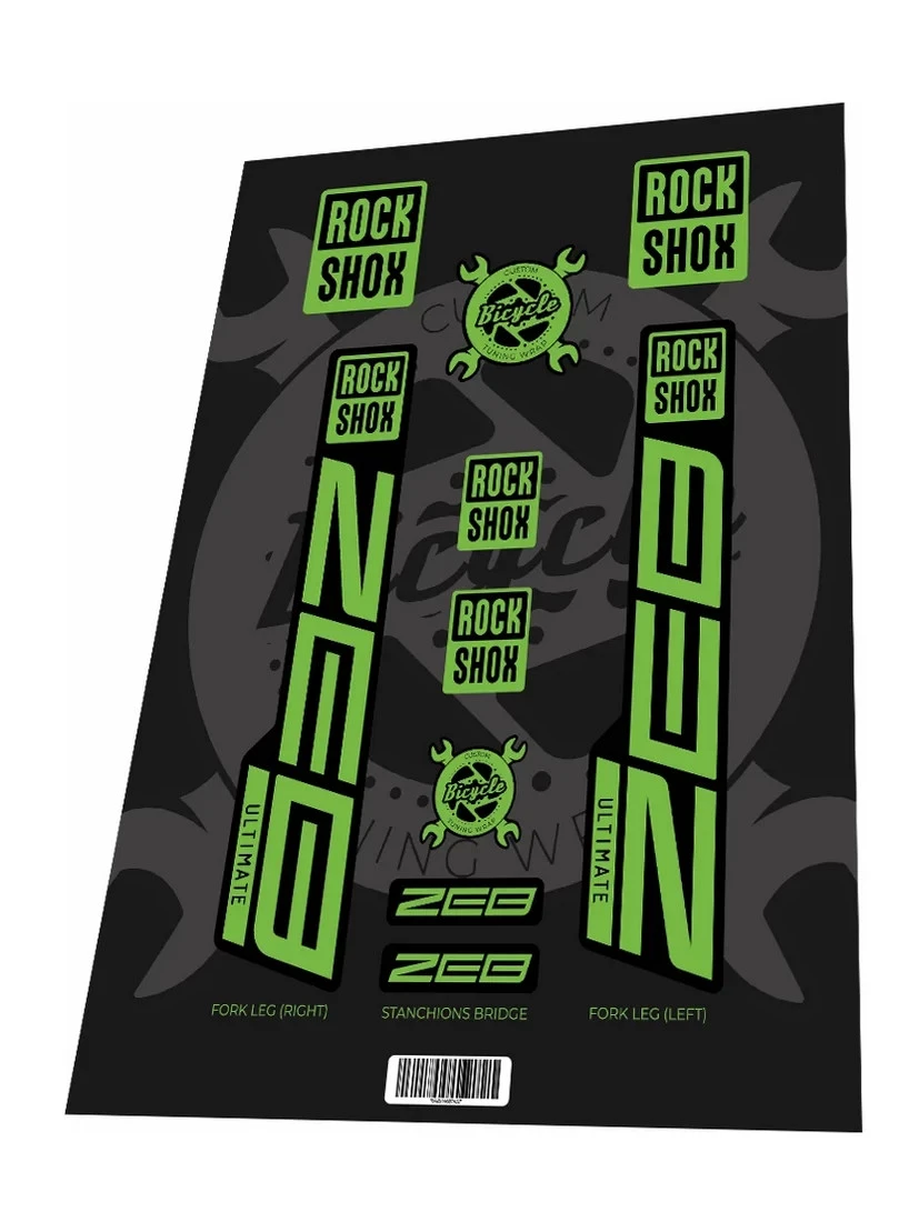 1. Set stickere adezive furca ROCKSHOX Zeb Ultimate 2022 Toxic Green