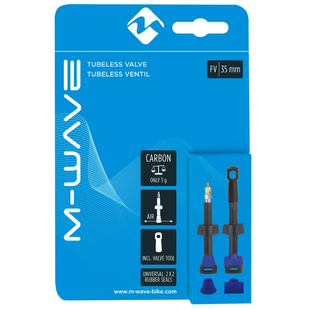1. Set Valve Tubeless M-WAVE FV - 35 mm - 2 buc
