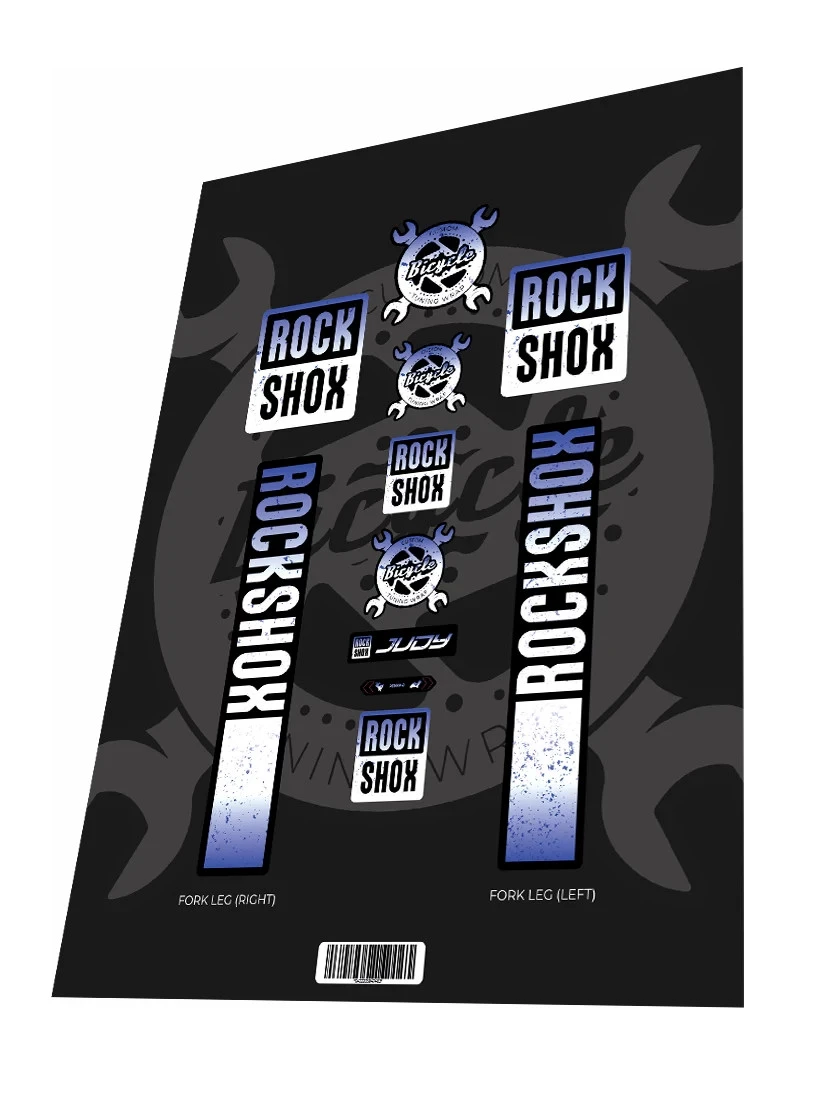 1. Stickere adezive furca ROCKSHOX Judy White Purple Particles 2023