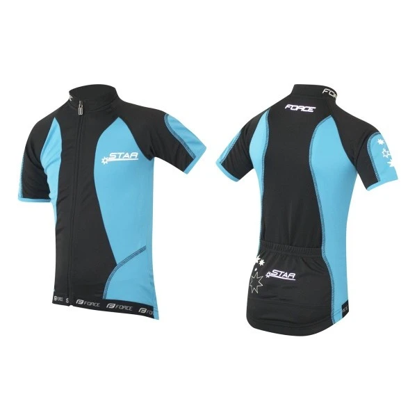 1. Tricou ciclism Force Kid Star albastru/negru