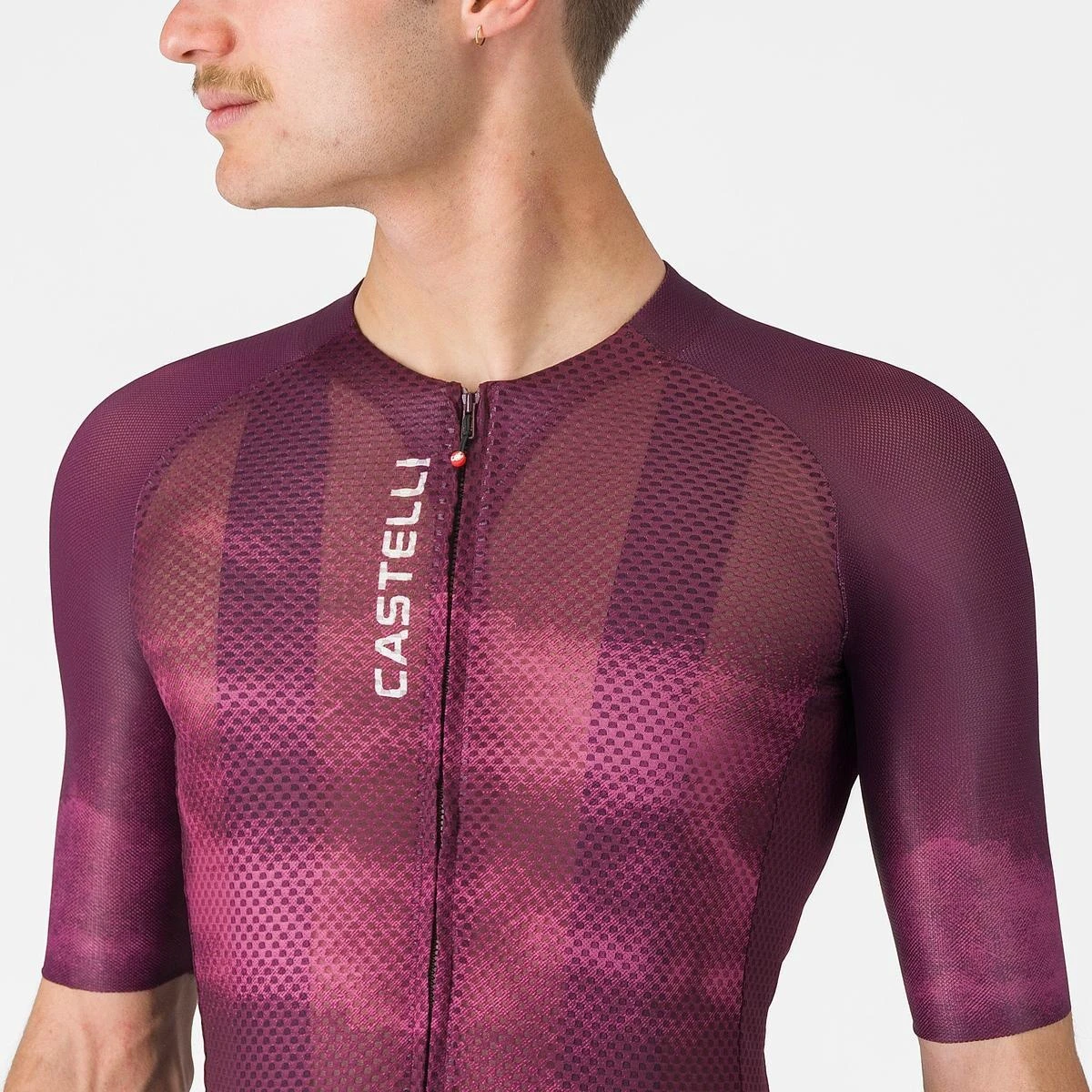 3. Tricou cu maneca scurta Castelli Climbers A/C, pentru barbati, alb/bordo XL
