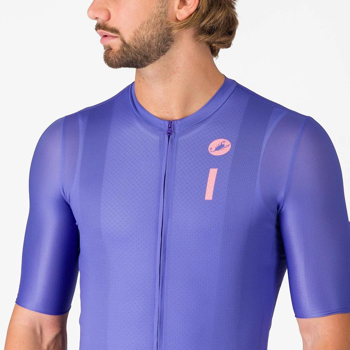 3. Tricou cu maneca scurta Castelli Drittone Logo, pentru barbati, violet/roz giro M