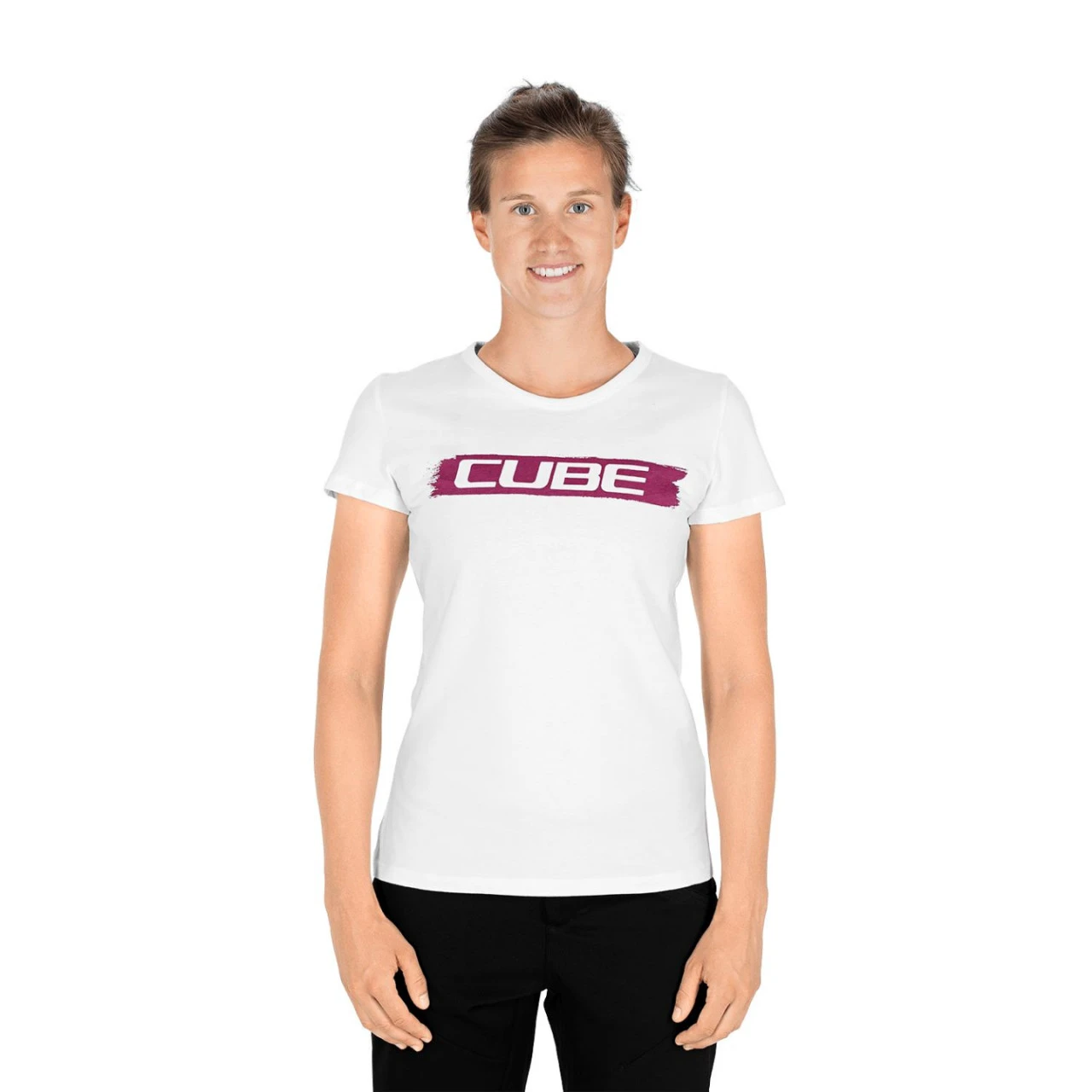 1. Tricou CUBE WS T-Shirt Logo Alb Rosu