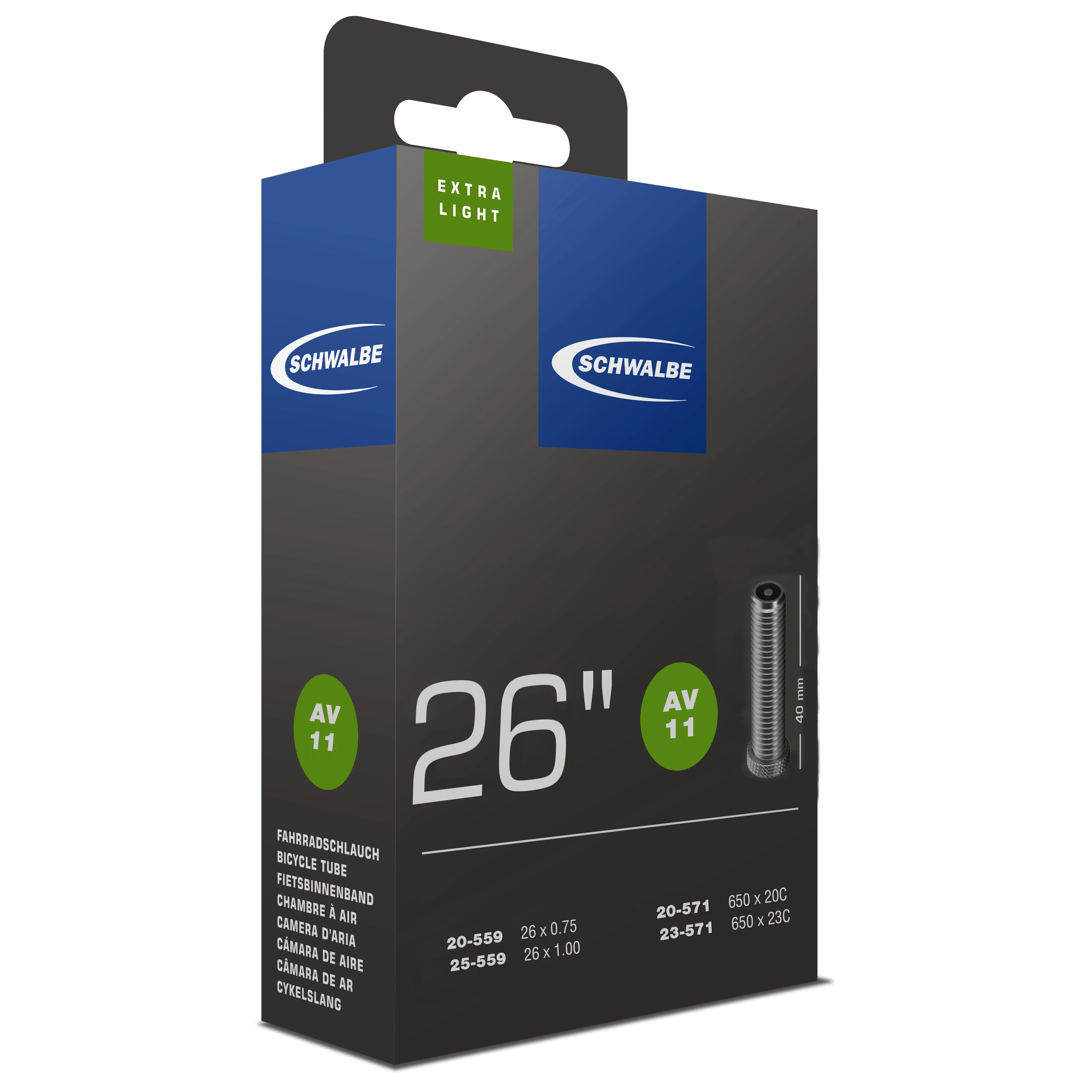 1. Camera SCHWALBE AV11 26 Extra Light (20/25-559/571) IB AGV 40mm