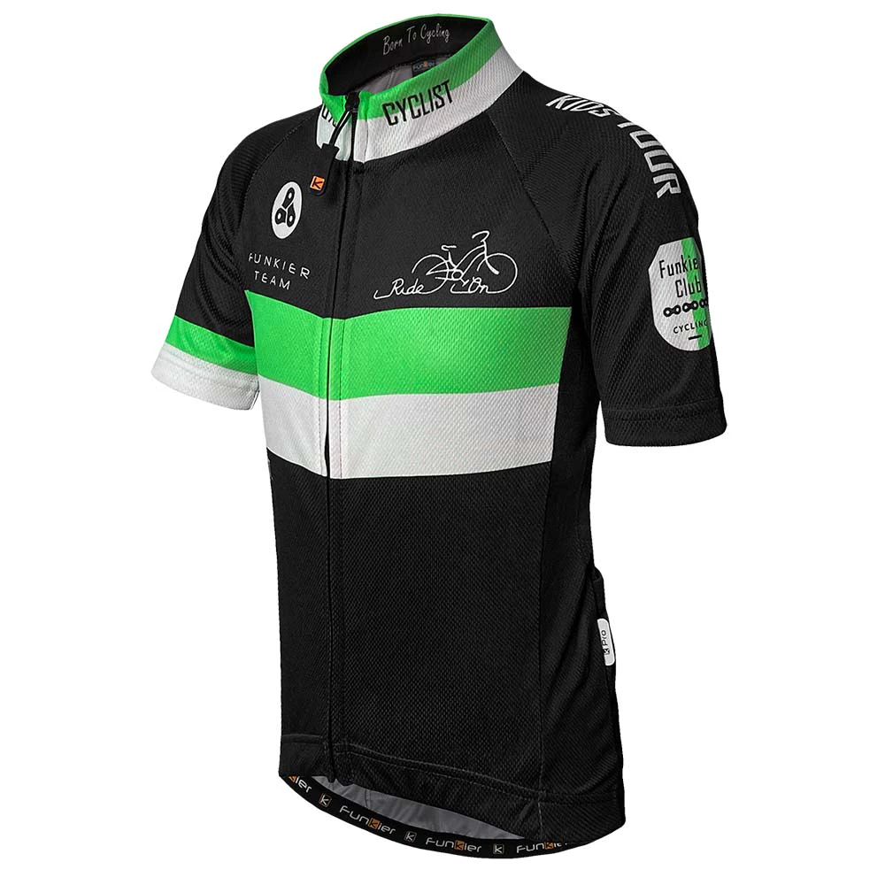1. Tricou Ciclism Copii FUNKIER Saletti (S/S) - Green/Black 8 ani