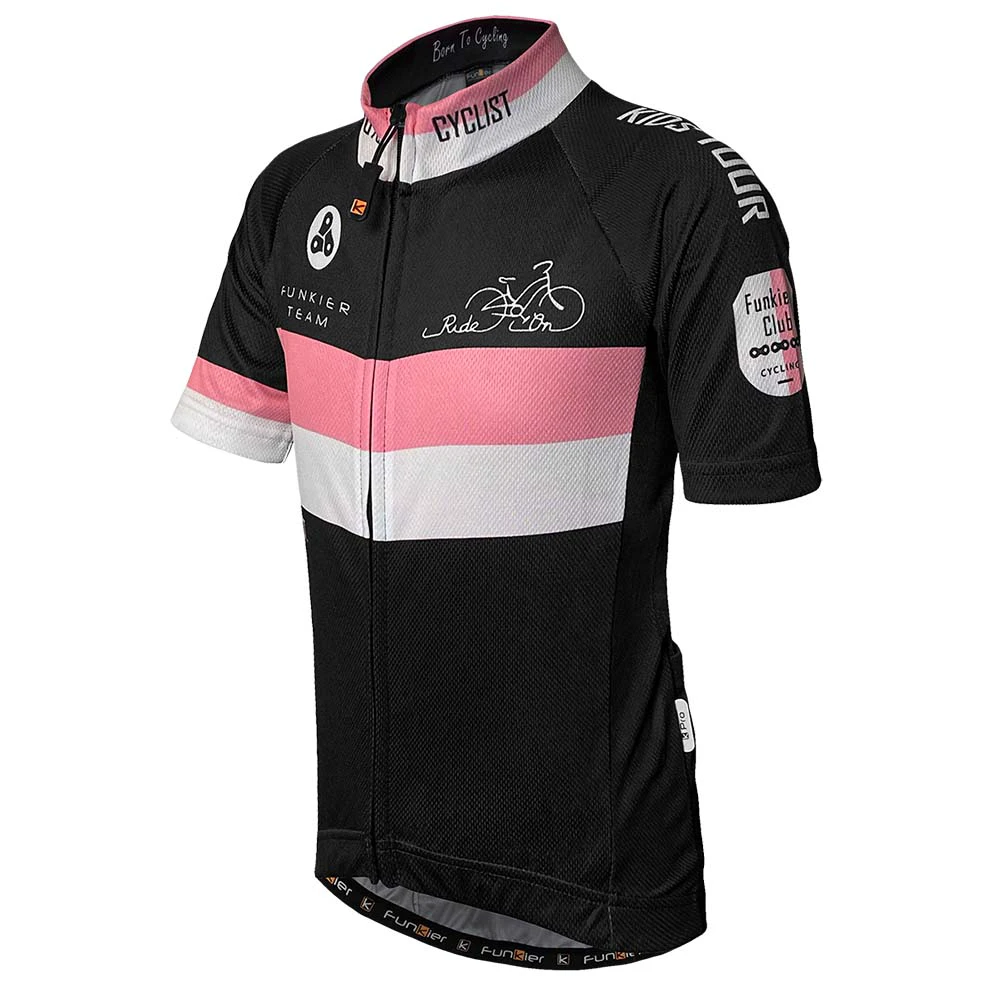 1. Tricou Ciclism Copii FUNKIER Saletti (S/S) - Pink/Black 8 ani