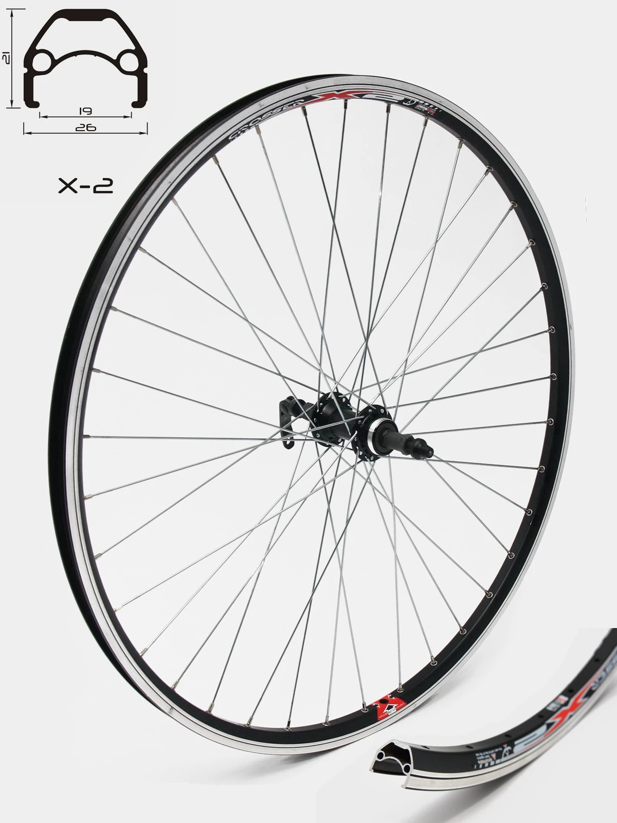 1. Roata Spate CROSSER X2 36H 26'' Filet, QR - Frana V-brake cu Butuc R752