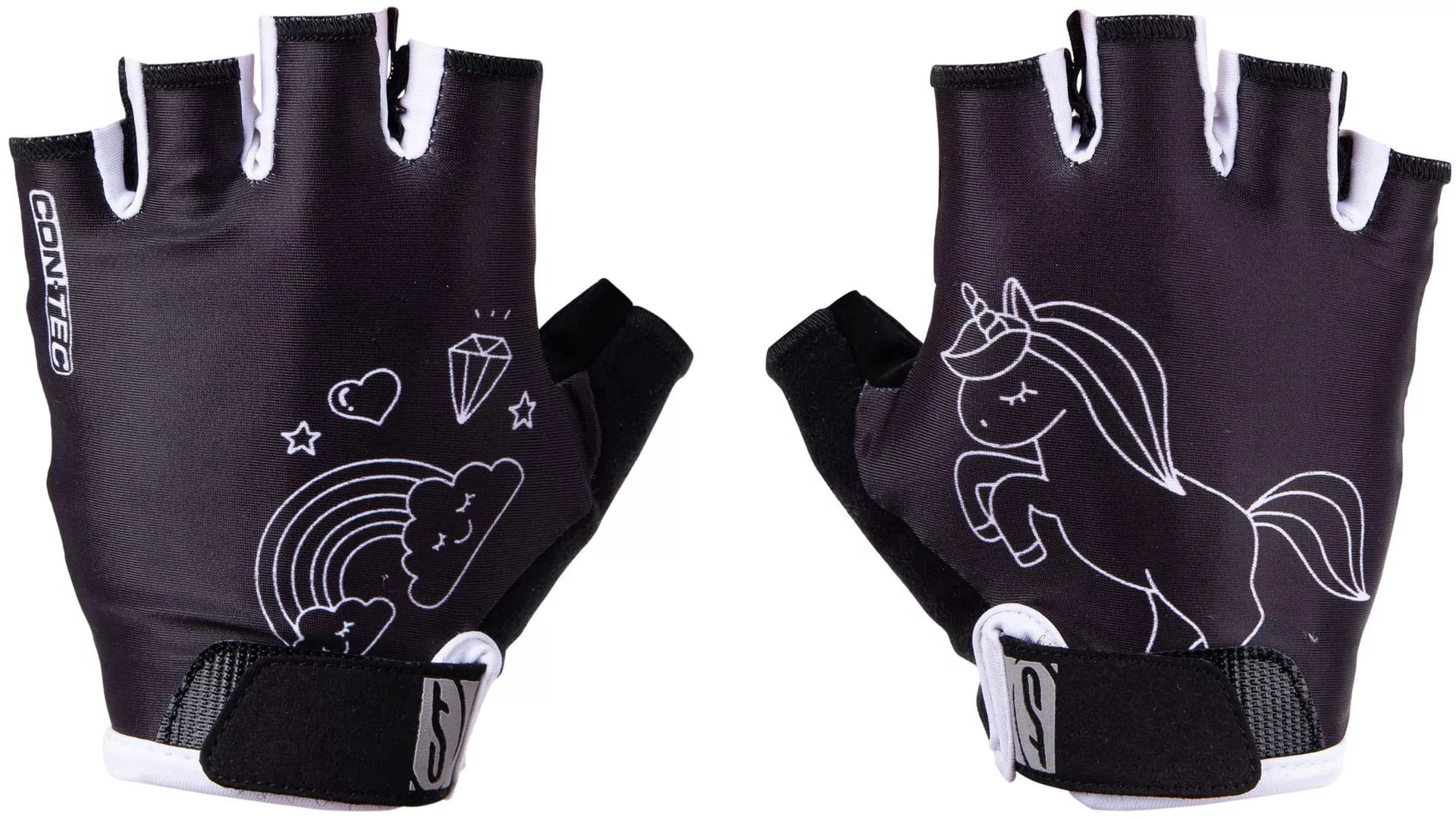 1. Manusi Ciclism Copii CONTEC Unicorn (S/F) - Black/White M