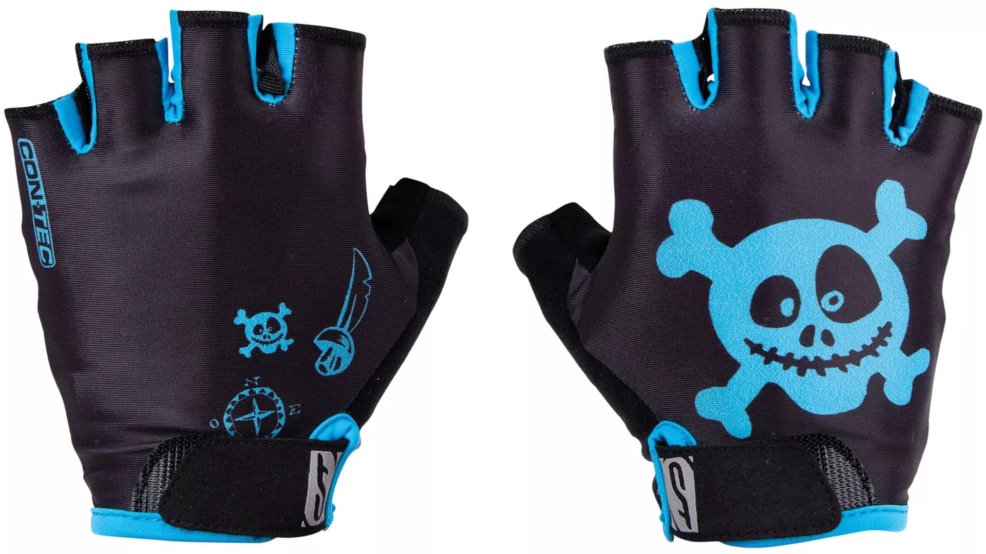 1. Manusi Ciclism Copii CONTEC Pirate (S/F) - Black/Blue L