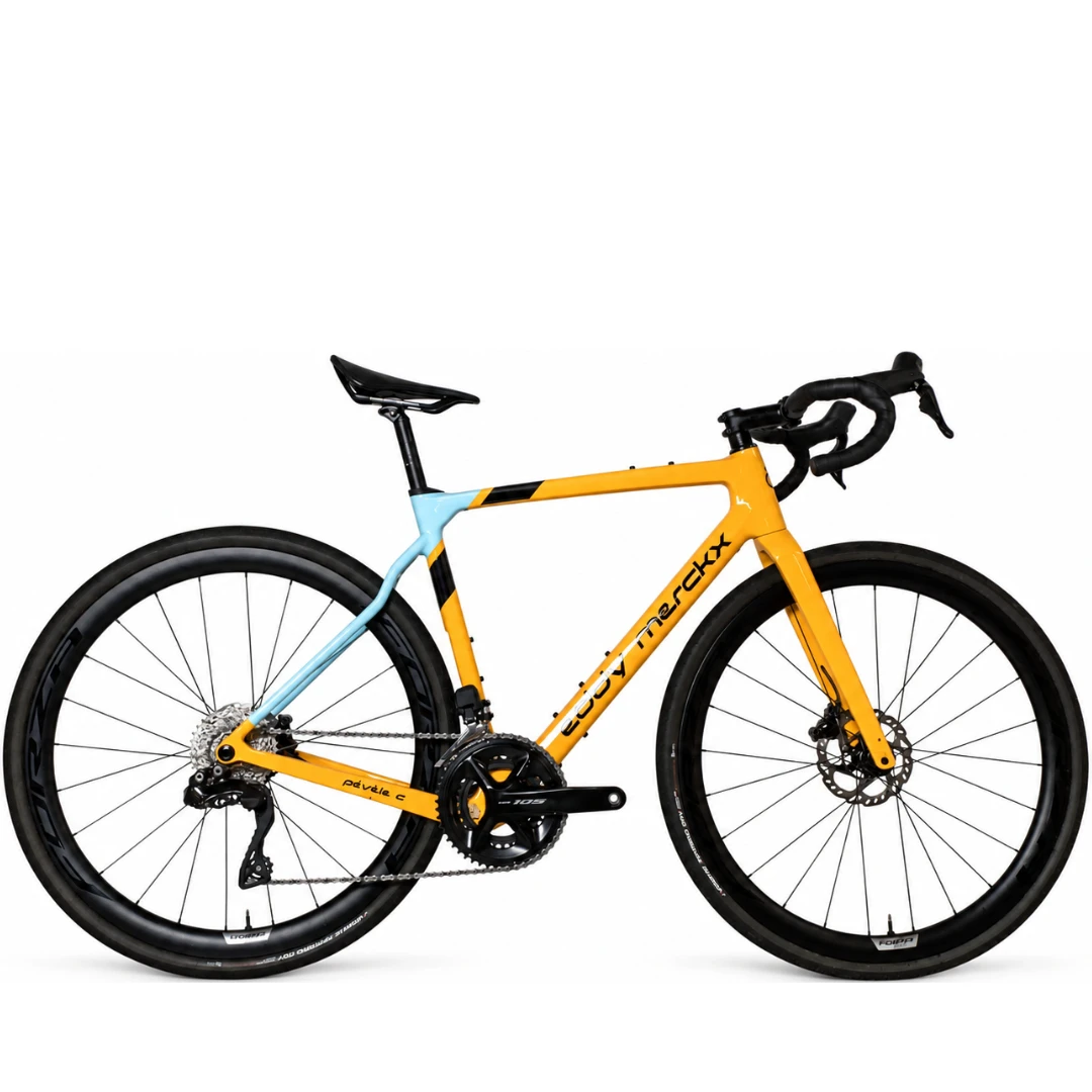 1. Eddy Merckx Pévèle C 7E7 Shimano 105 DI2 Talla S Naranja Bicicleta Carretera Segunda Vida