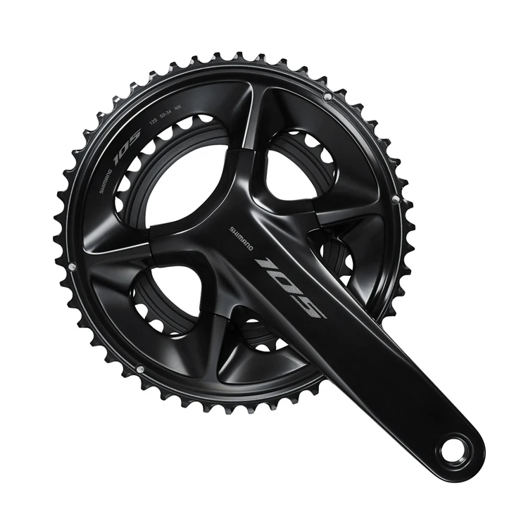 3. Angrenaj pedalier Shimano 105 FC-R7100, 2x12 viteze, Hollowtech II, fara aparatoare lant, brate 165mm, fara BB, Negru, 50x34T 50x34T, 165mm, fara