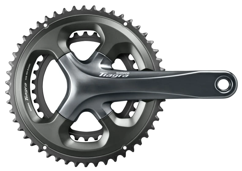 1. Angrenaj pedalier Shimano Tiagra FC-4700, 2x10 viteze, Hollowtech II, fara aparatoare lant, brate 170mm, fara BB, 50x34T 50x34T, 170mm, fara