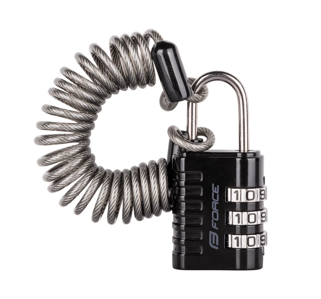 1. Antifurt Force SMALL 2 spiral code 120cm 3mm, negru