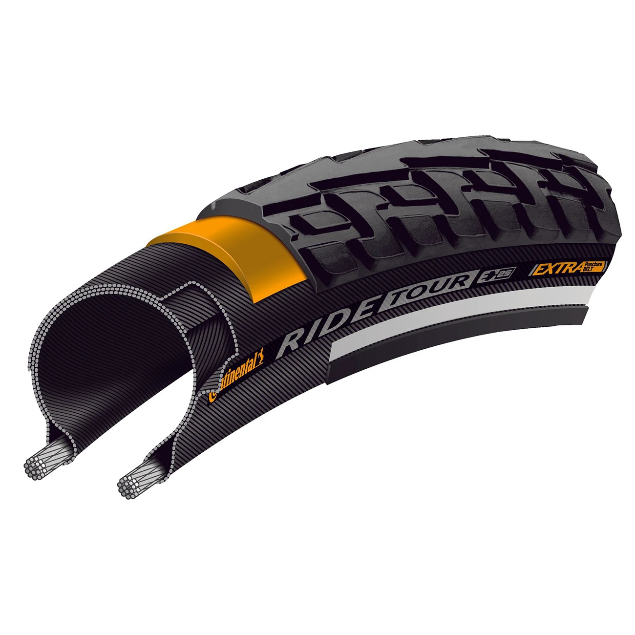 3. Anvelopa Continental Ride Tour Extra Puncture Belt, negru, 28x1 5 8x1 1 8, 28-622 28-622 (28x1 5/8x1 1/8), Negru