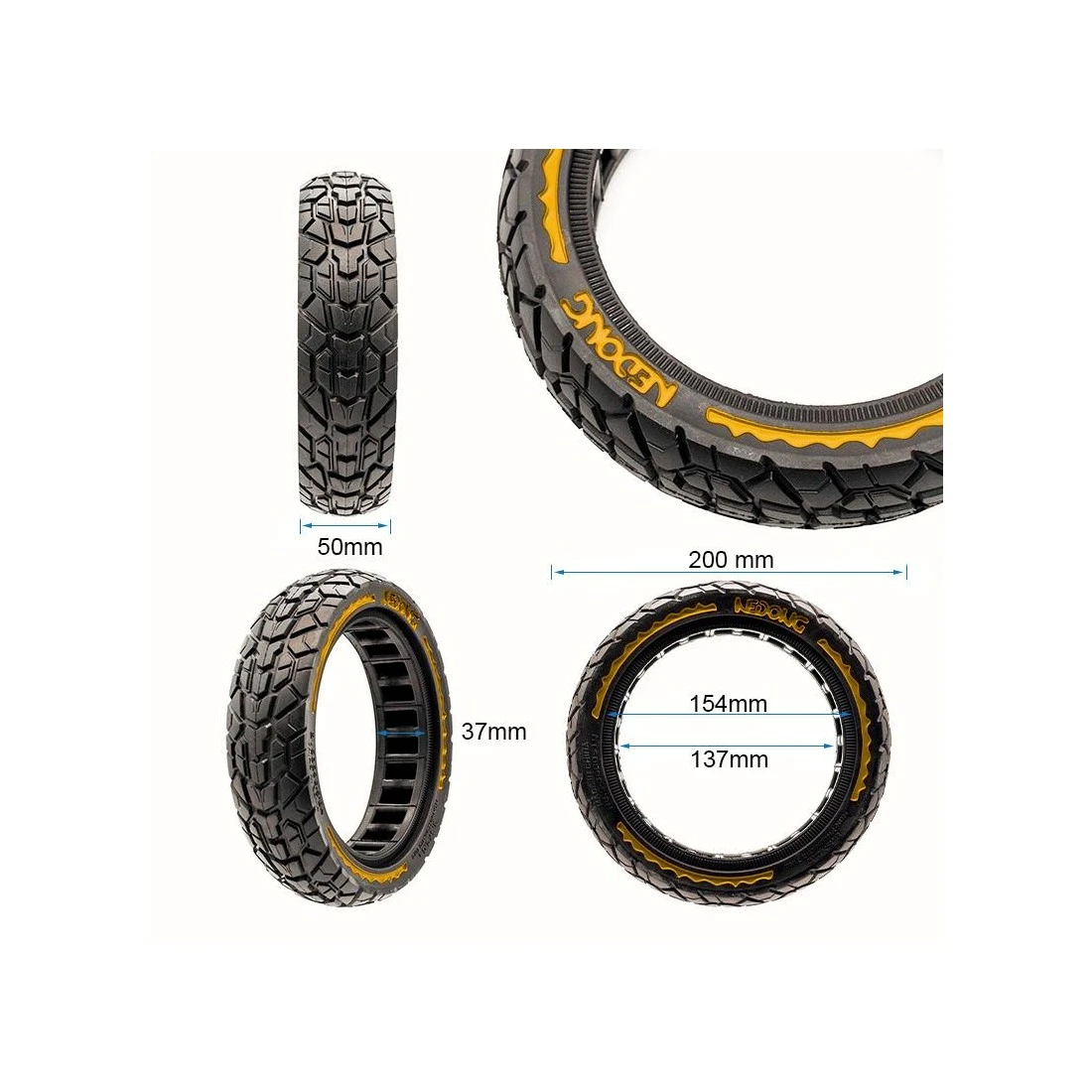 2. Anvelopa plina trotineta Nedong Ultra Light 8.5x2-6.1 B34 negru galben Negru/Galben