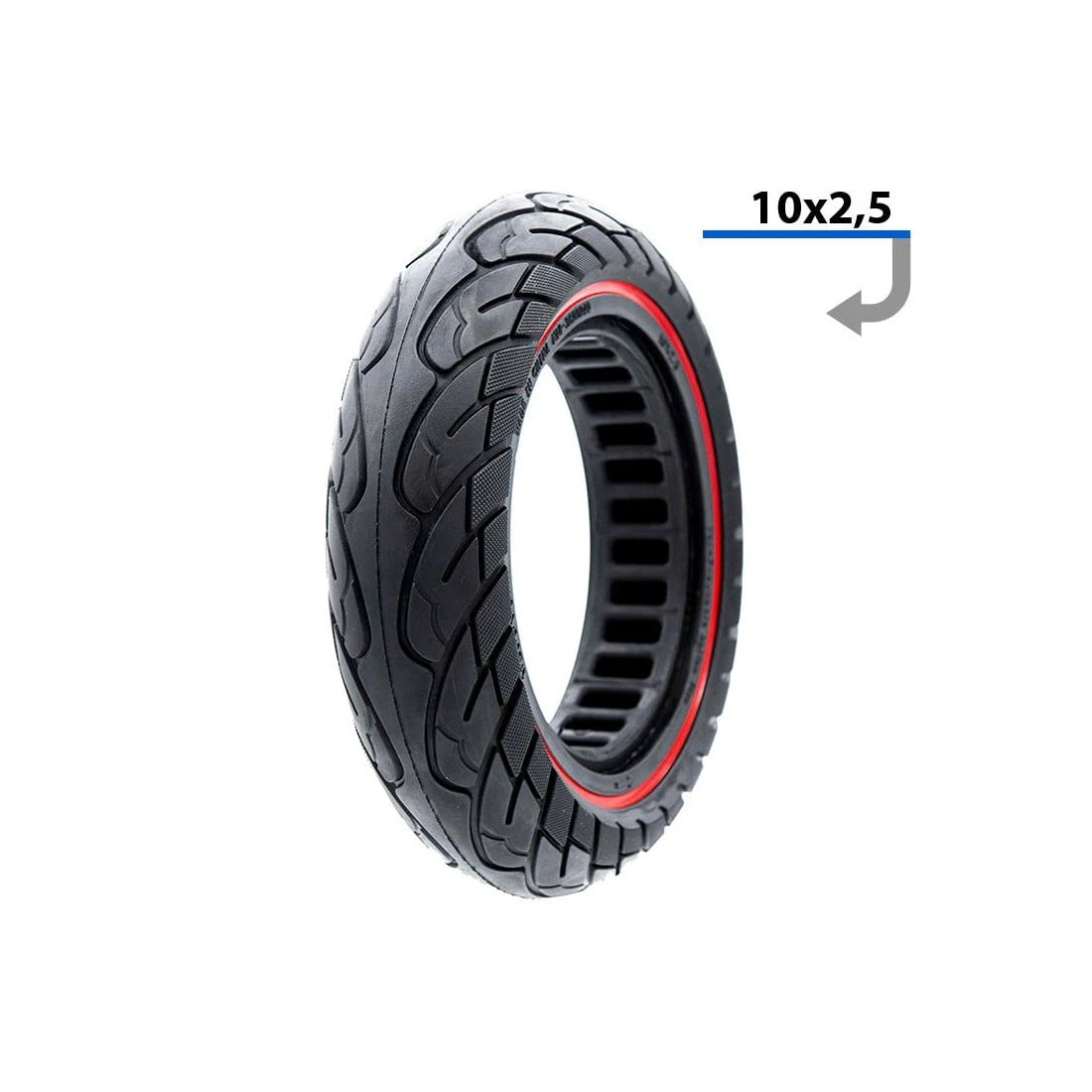 Anvelopa solida ultra-usoara 10x2.5 pentru jante 34mm Negru Rosu Negru/Rosu - 110396