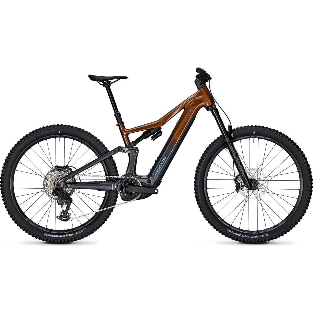 Bicicleta electrica Focus JAM2 6.8, baterie 600 Wh, gold brown diamond black, M, 42cm 42cm, 600 Wh, Maro/Negru - 111061