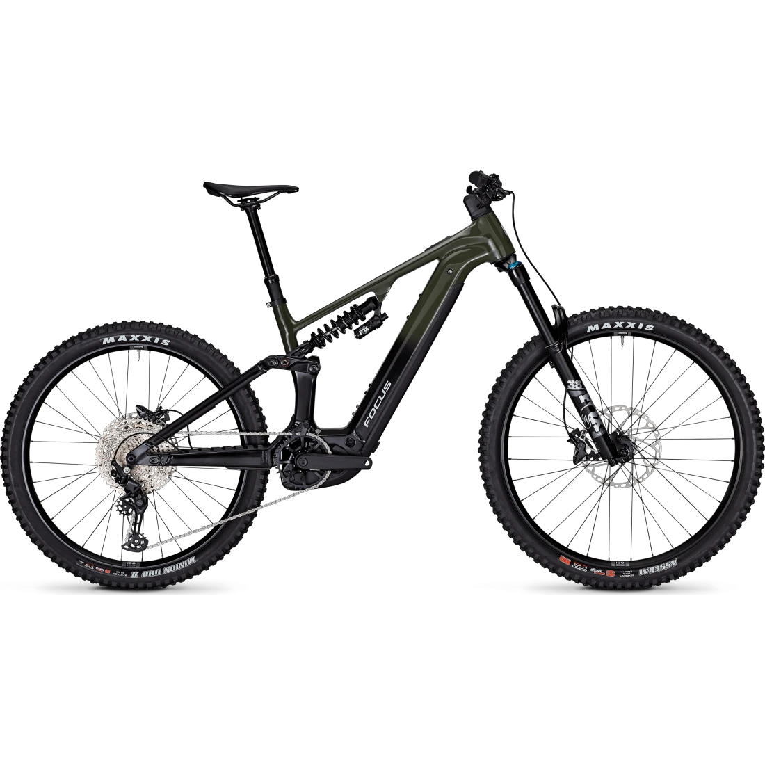 1. Bicicleta electrica Focus SAM2 6.8, baterie 600 Wh, urban green magic black, L, 44cm 44cm, 600 Wh, Kaki/Negru