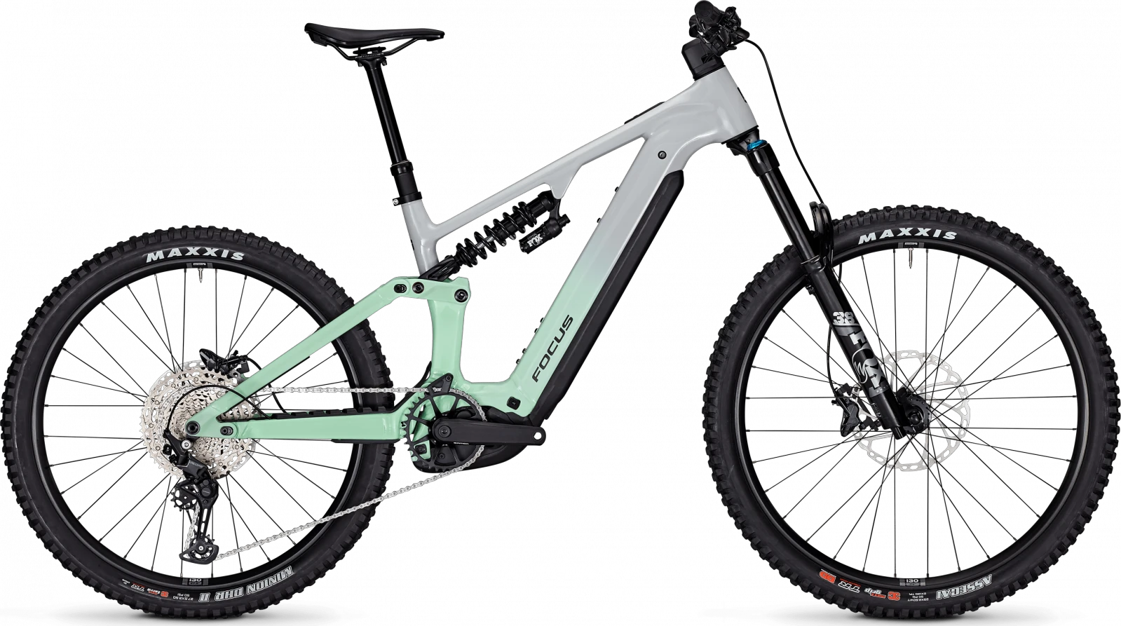 Bicicleta electrica Focus SAM2 6.8, baterie 800 Wh, light grey macha, M, 42cm 42cm, 800 Wh, Gri/Vernil - 111851