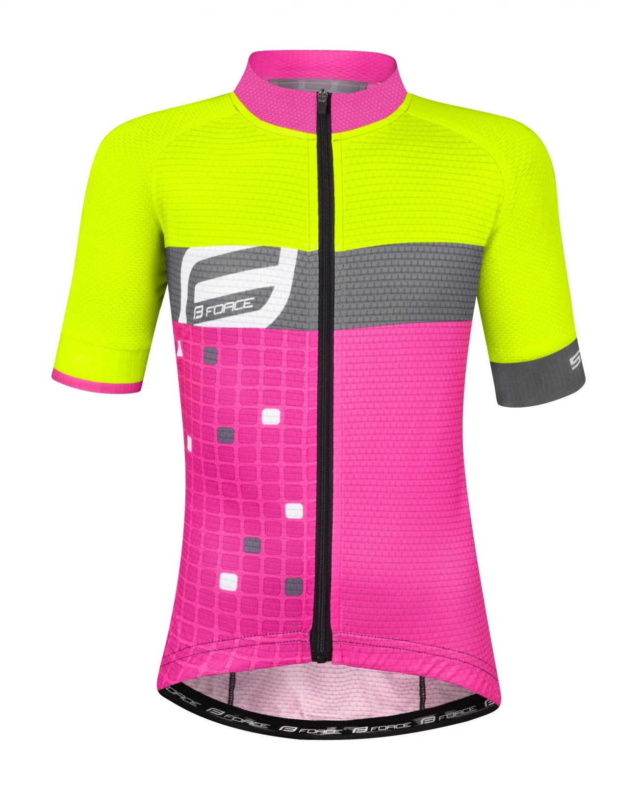 Tricou cu maneca scurta Force Square, pentru copii, Galben Fluo Roz, 128-140cm 128-140cm, Galben fluo/Magenta - 103739