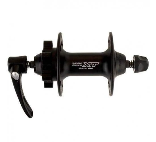 1. Butuc fata Shimano Deore XT HB-M756-L, disc 6 suruburi, negru, 32H 32H, Negru