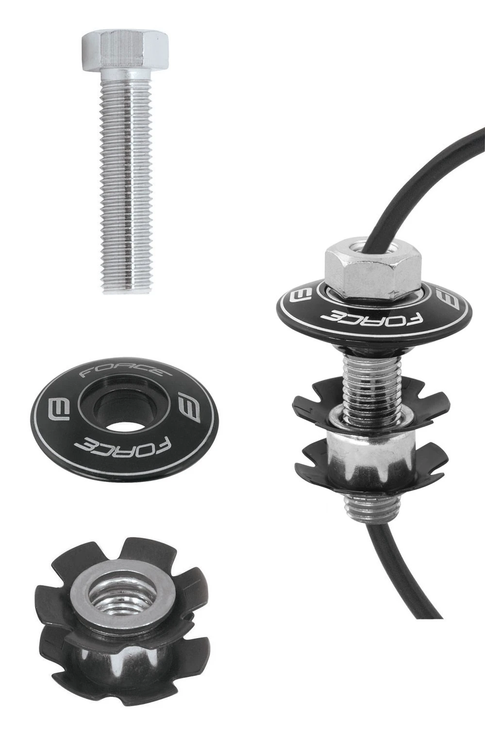 1. Capac cu floare Force BMX cu gaura 1 1 8 negre