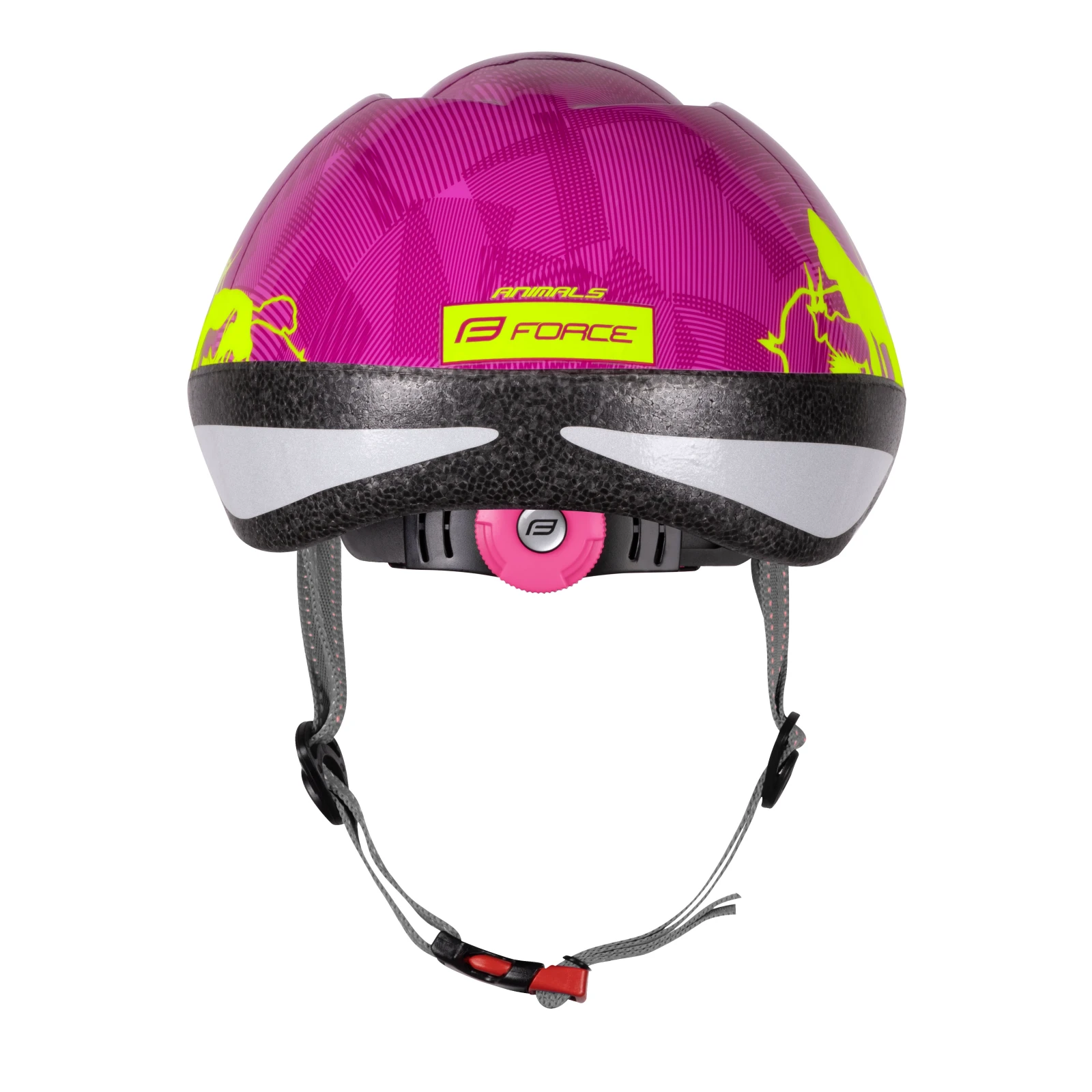 4. Casca copii Force Fun Animals Fluo Pink M 52-56cm, Magenta/Galben fluo