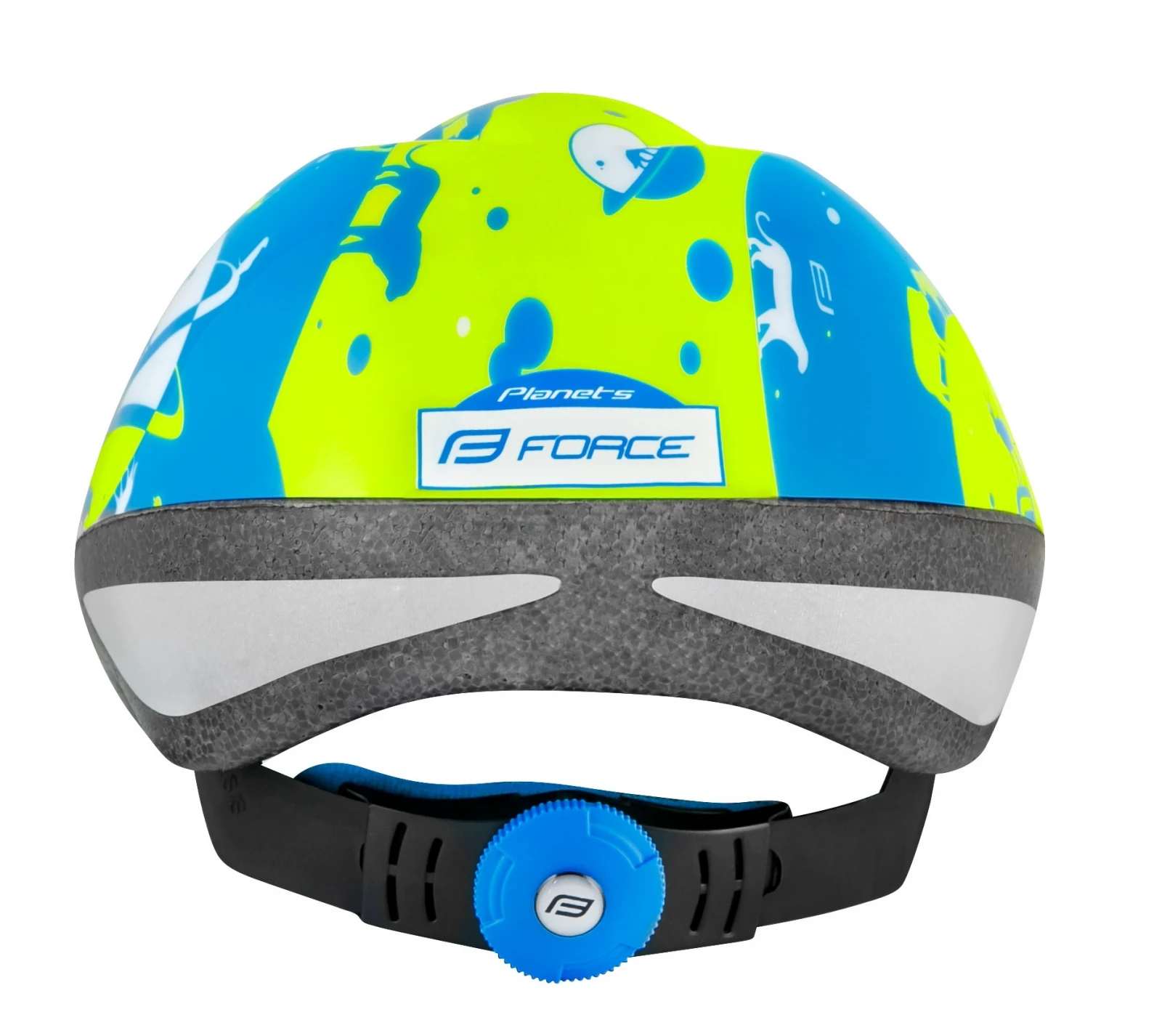 3. Casca copii Force Fun Planets Fluo Blue M 52-56cm, Bleu/Galben fluo