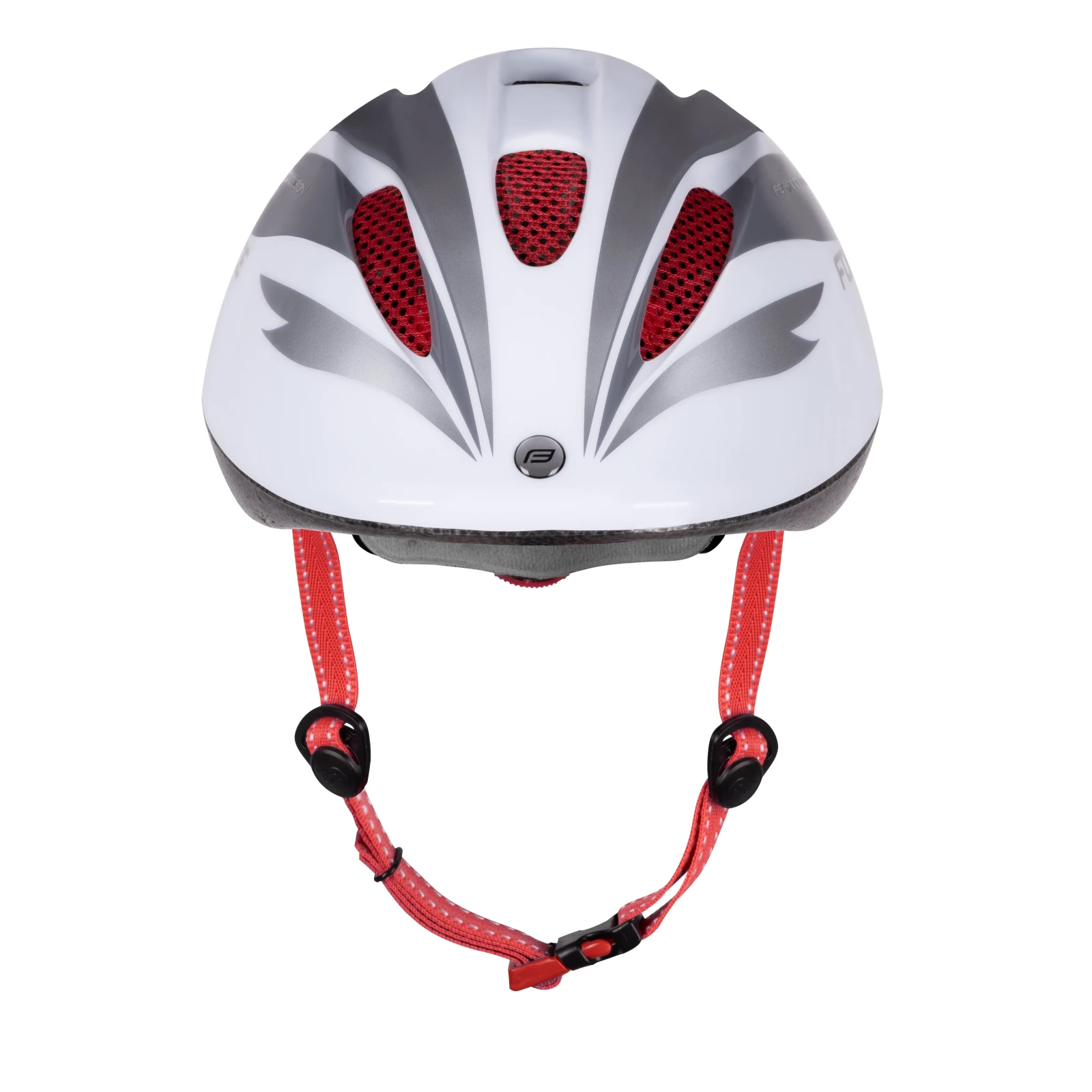 3. Casca copii Force Fun Stripes alb gri M 52-56cm, Alb/Gri/Rosu
