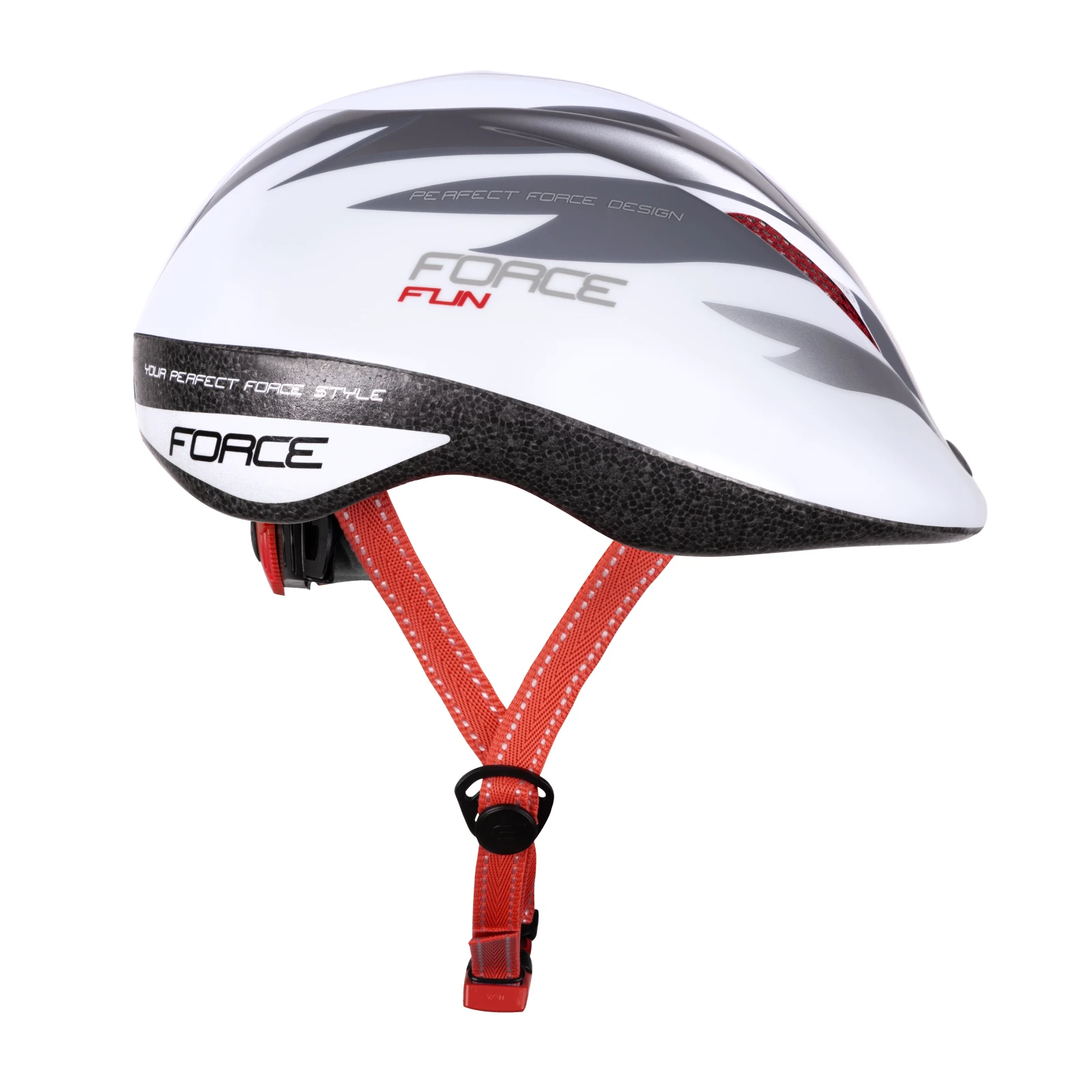 2. Casca copii Force Fun Stripes alb gri M 52-56cm, Alb/Gri/Rosu