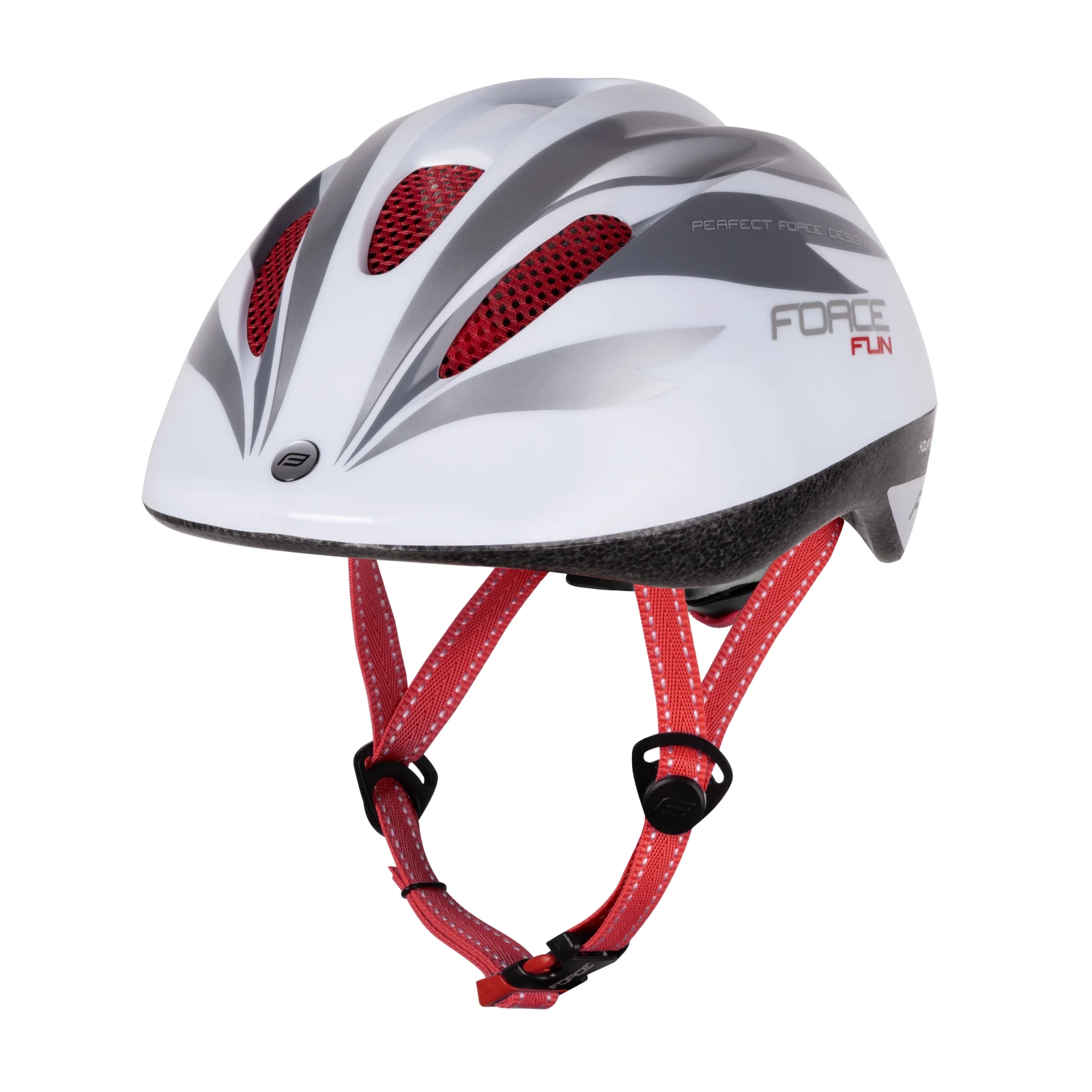 Casca copii Force Fun Stripes alb gri M 52-56cm, Alb/Gri/Rosu - 104022