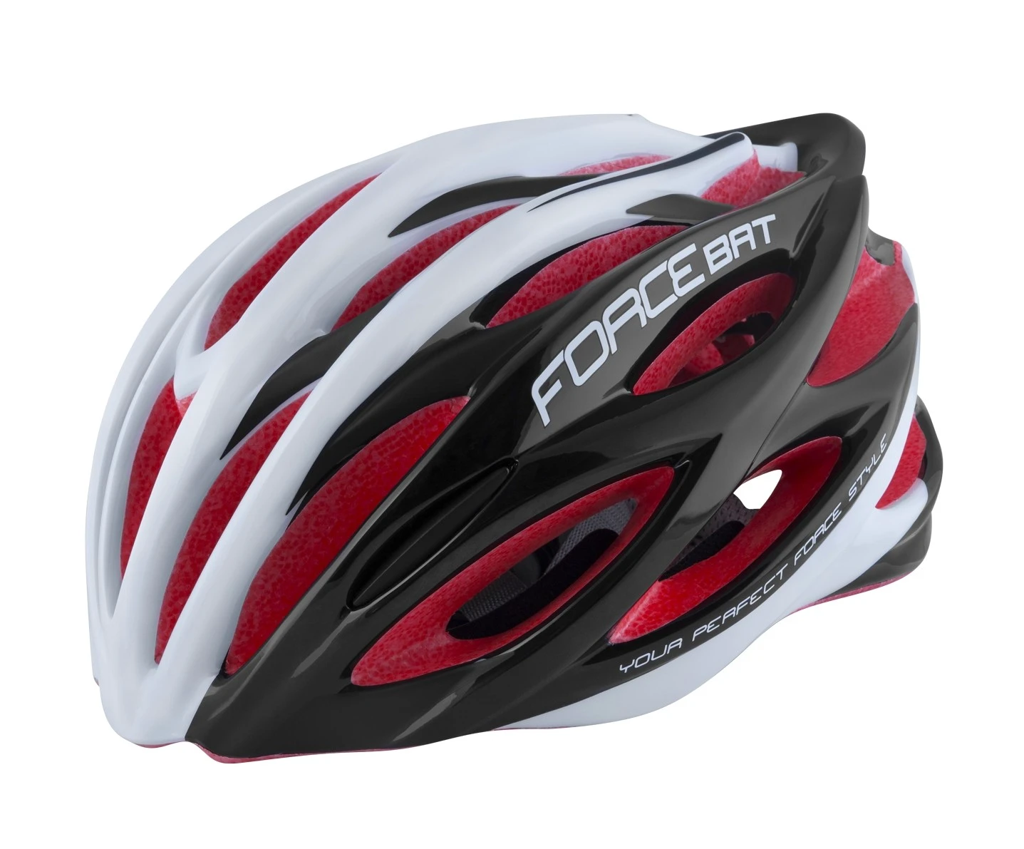 1. Casca Force Bat Alb Negru Rosu S M (54-58cm) 54-58cm, Alb/Negru/Rosu