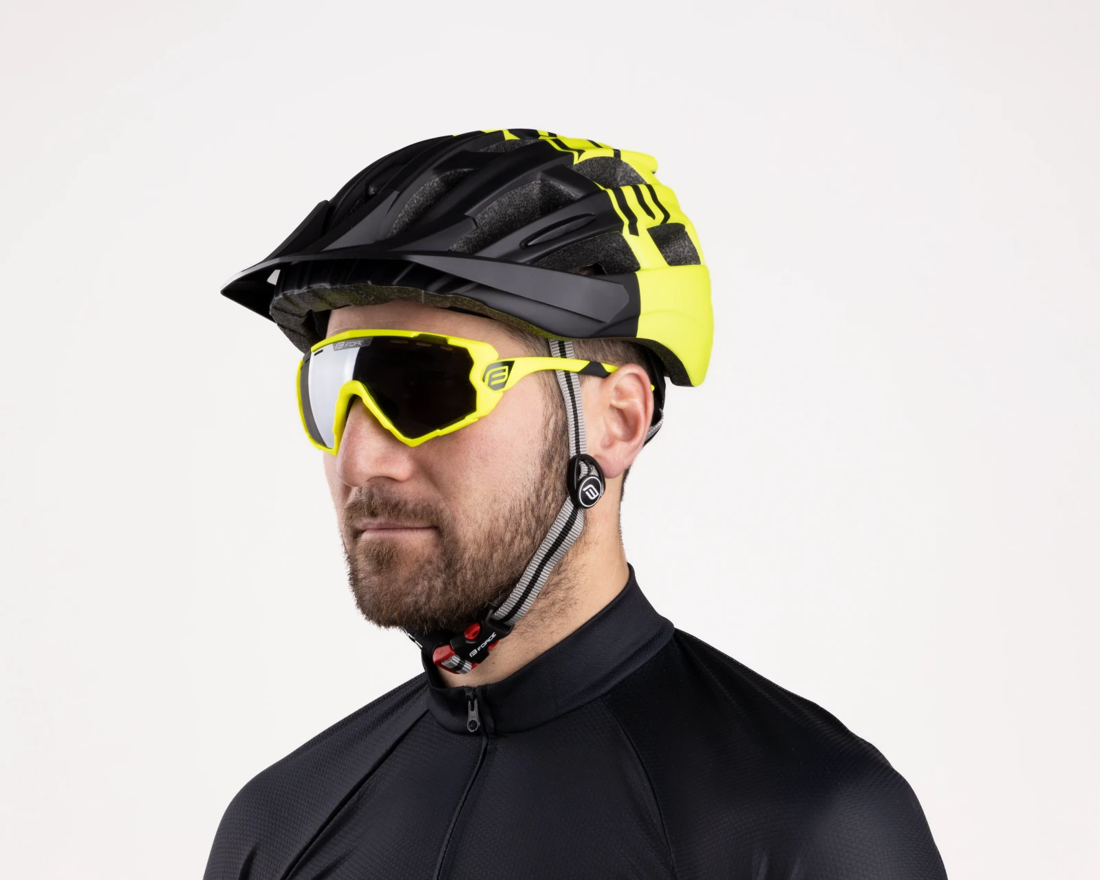6. Casca Force Corella MTB negru fluo L XL 57-61cm, Galben fluo/Negru