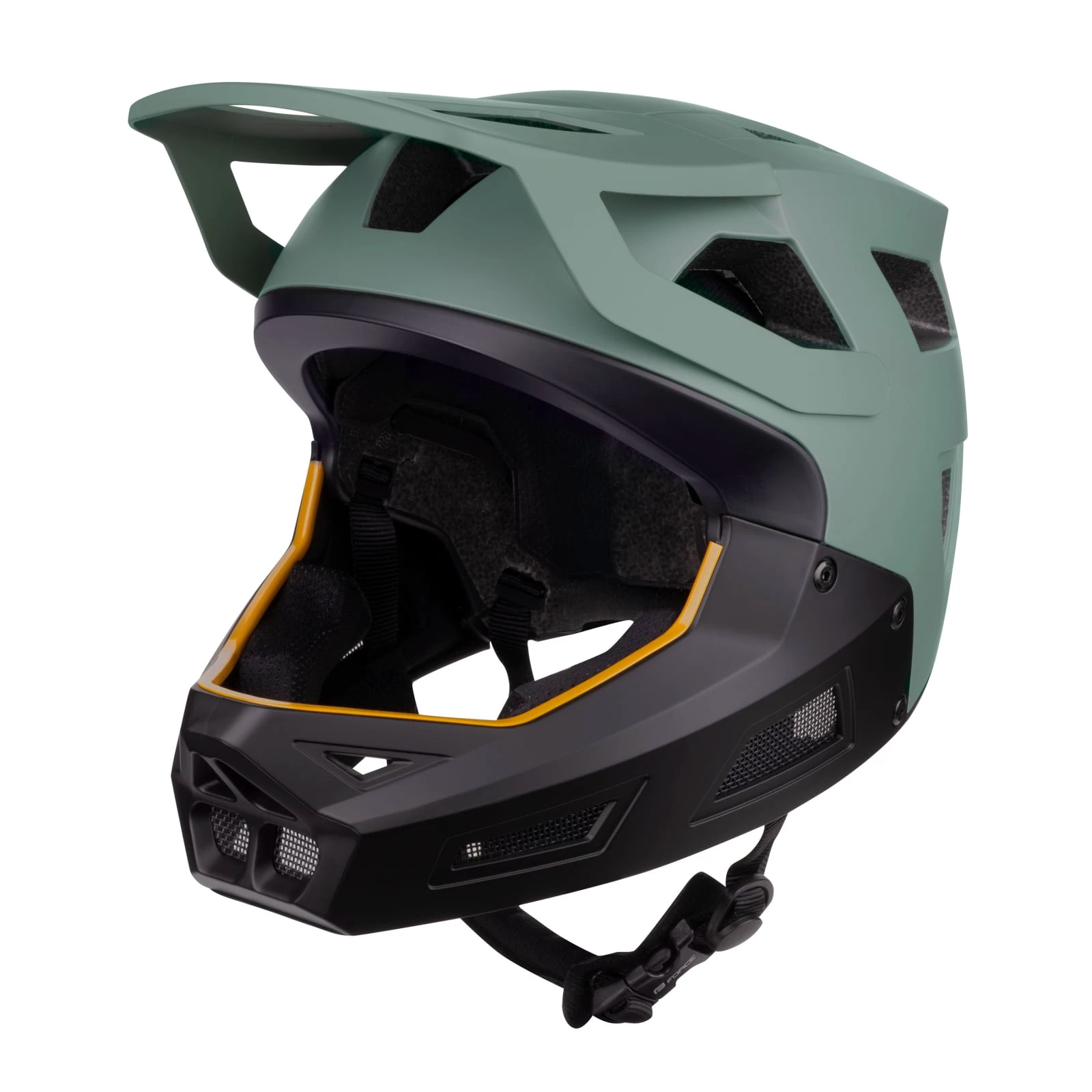 1. Casca full-face Force DROP downhill, verde negru, 55-58cm (S M) 55-58cm, Verde/Negru