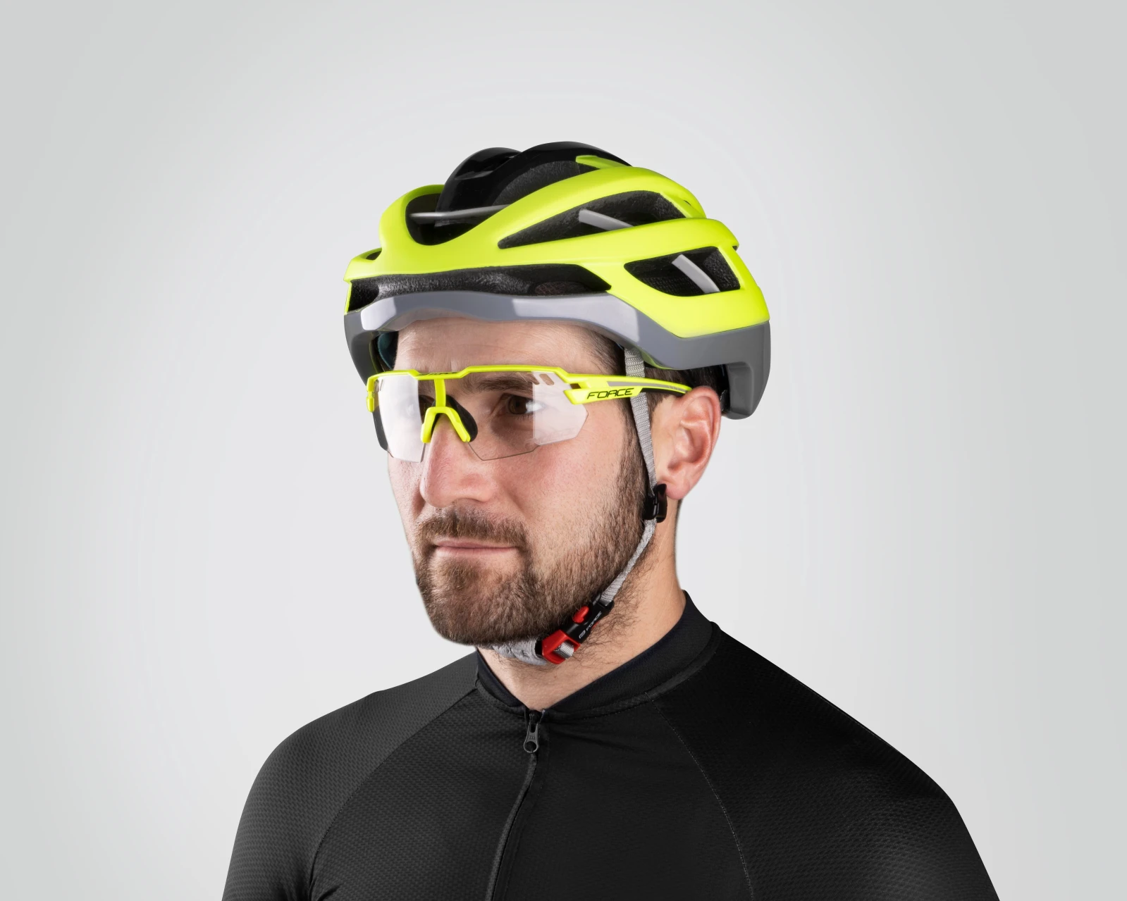 7. Casca Force Lynx fluo gri L XL 58-62cm, Galben fluo/Negru