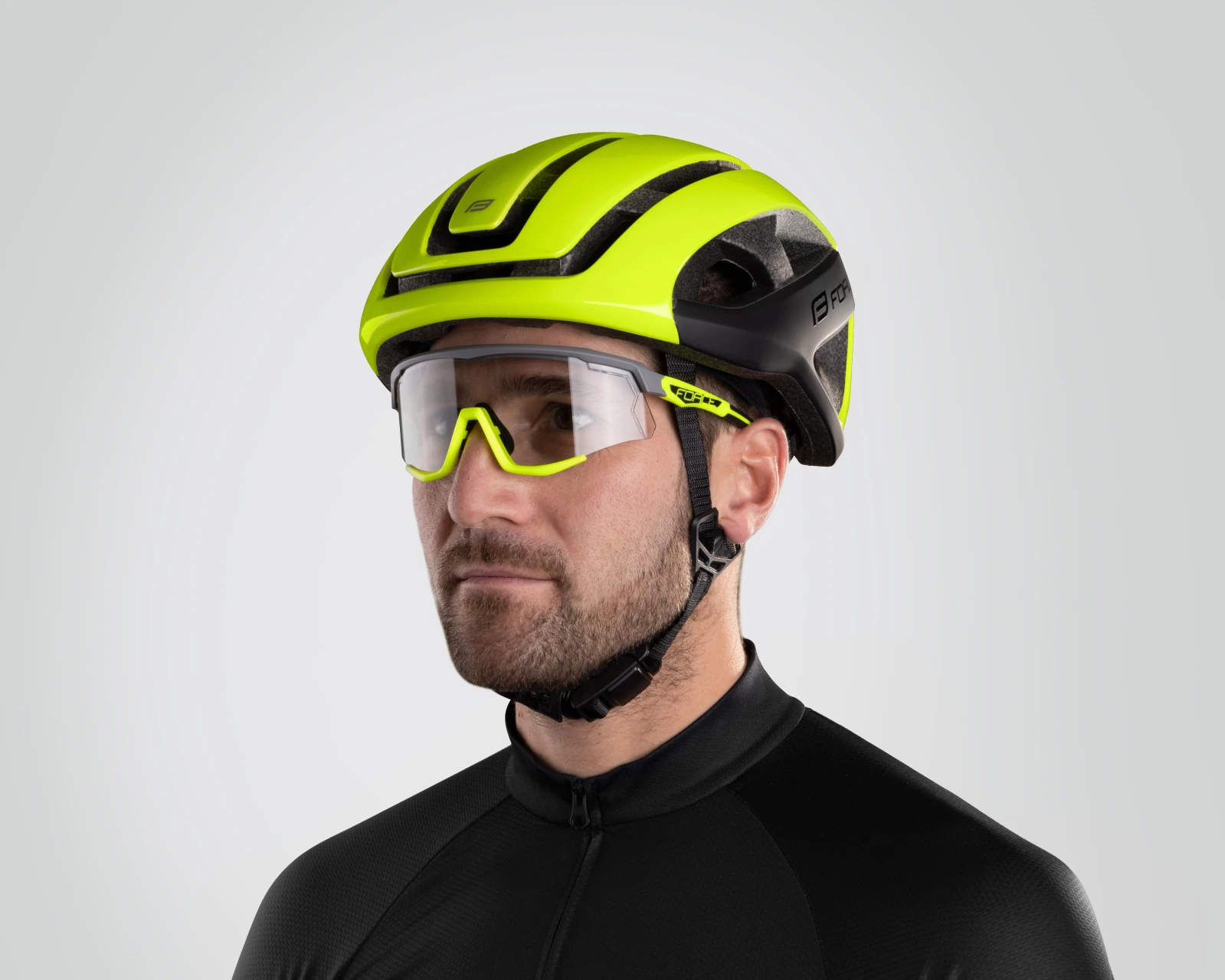 6. Casca Force NEO fluo negru S-M (55-59 cm) 55-59cm, Galben fluo/Negru